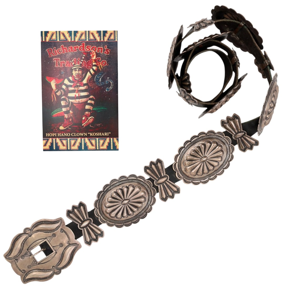 Richardson's Trading Post Vintage Navajo Sterling Concho Belt: Presented in partnership with the historic Richardson’s Trading Post, a cornerstone of Native American jewelry since 1913. Selected from their archives of rare vintage and contemporary pieces.