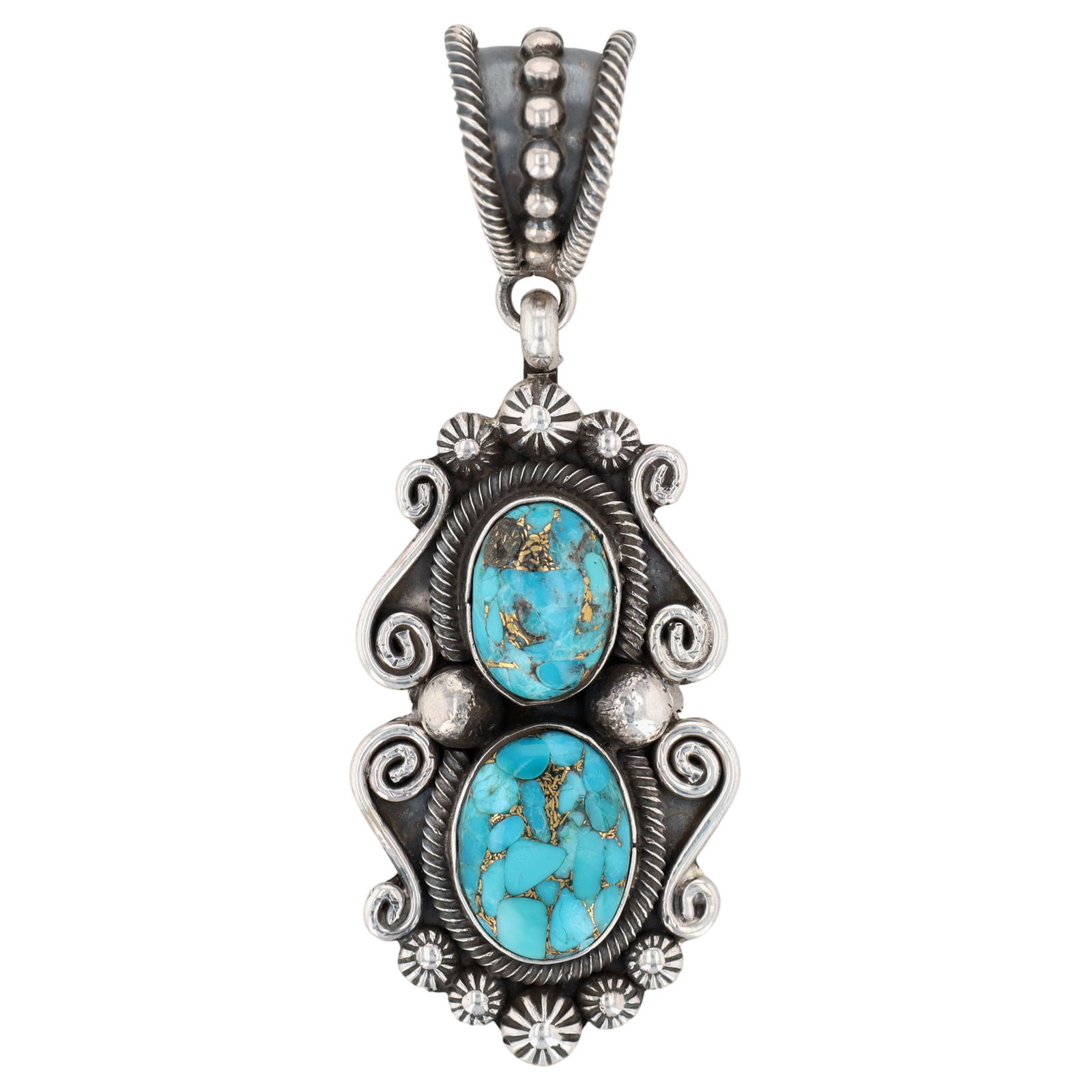 Richardson's Trading Post Jessie M.Z. Navajo Sterling Turquoise Pendant: Presented in partnership with the historic Richardson’s Trading Post, a cornerstone of Native American jewelry since 1913. Selected from their archives of rare vintage and contemporary pieces.