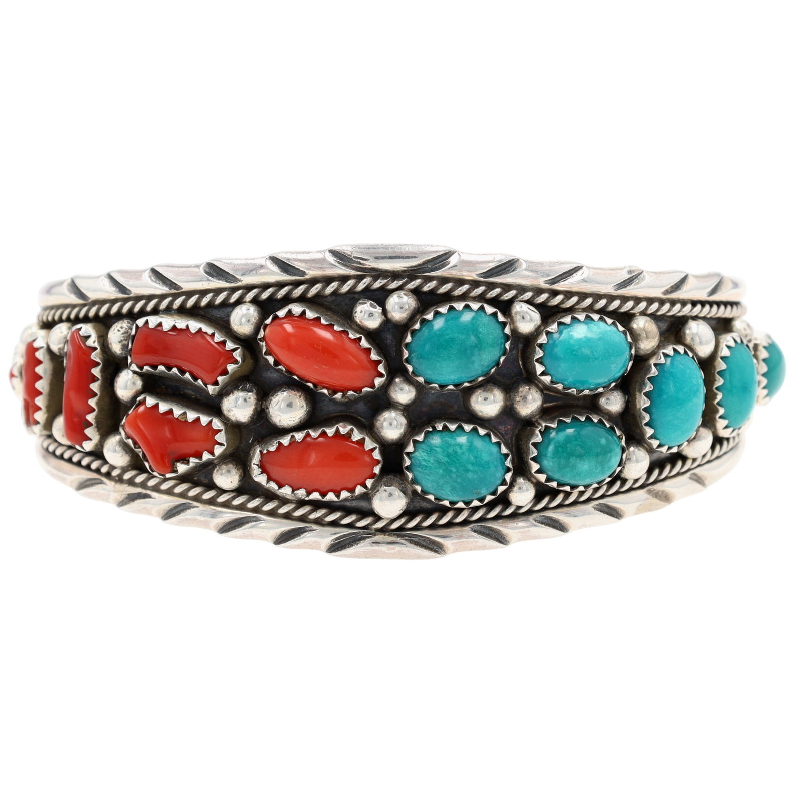Richardson's Trading Post Ida Chester Navajo Sterling Multi-Stone Cuff Bracelet (1 of 8)