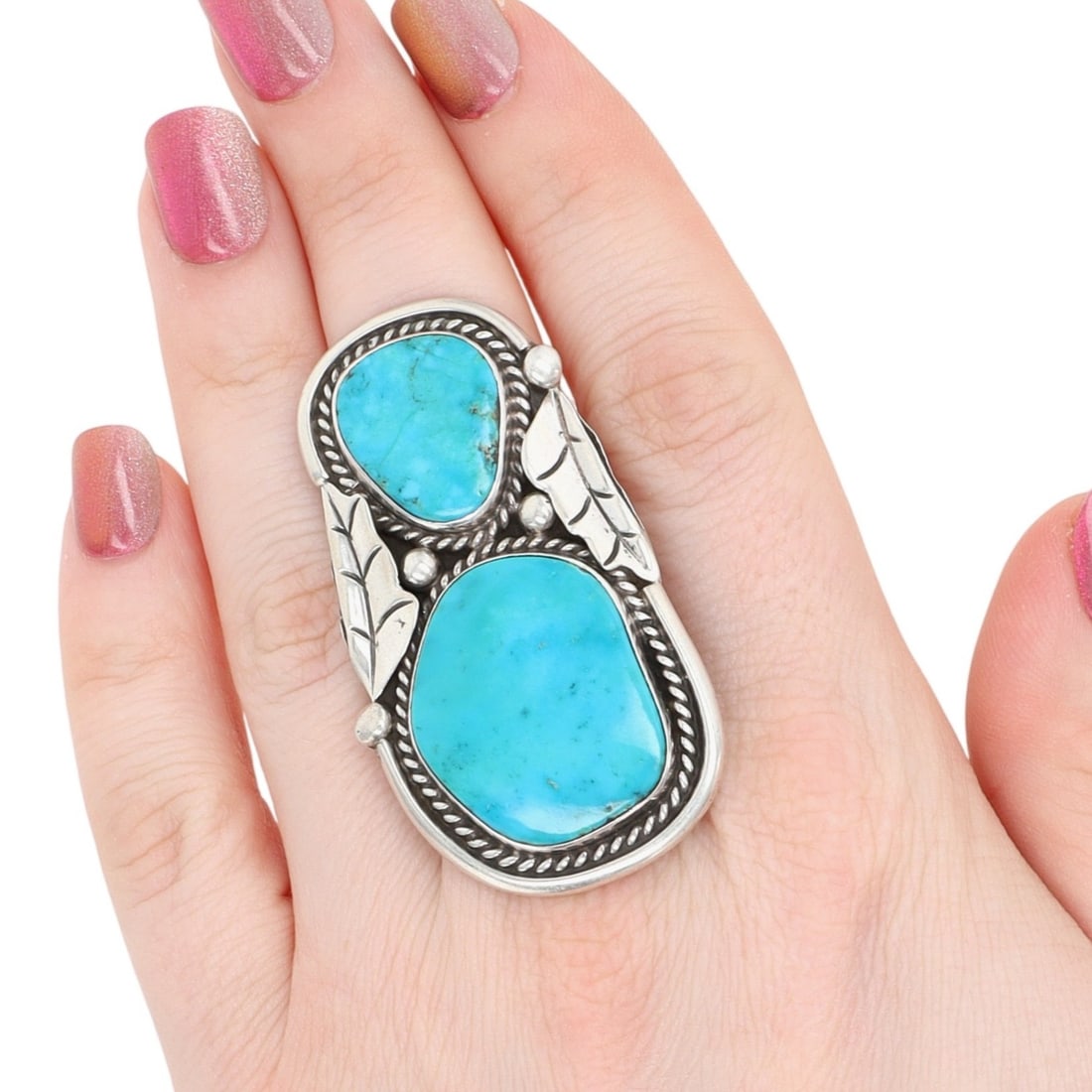 Richardson's Trading Post Vintage Navajo Sterling Turquoise Ring Sz. 9.5 (1 of 7)