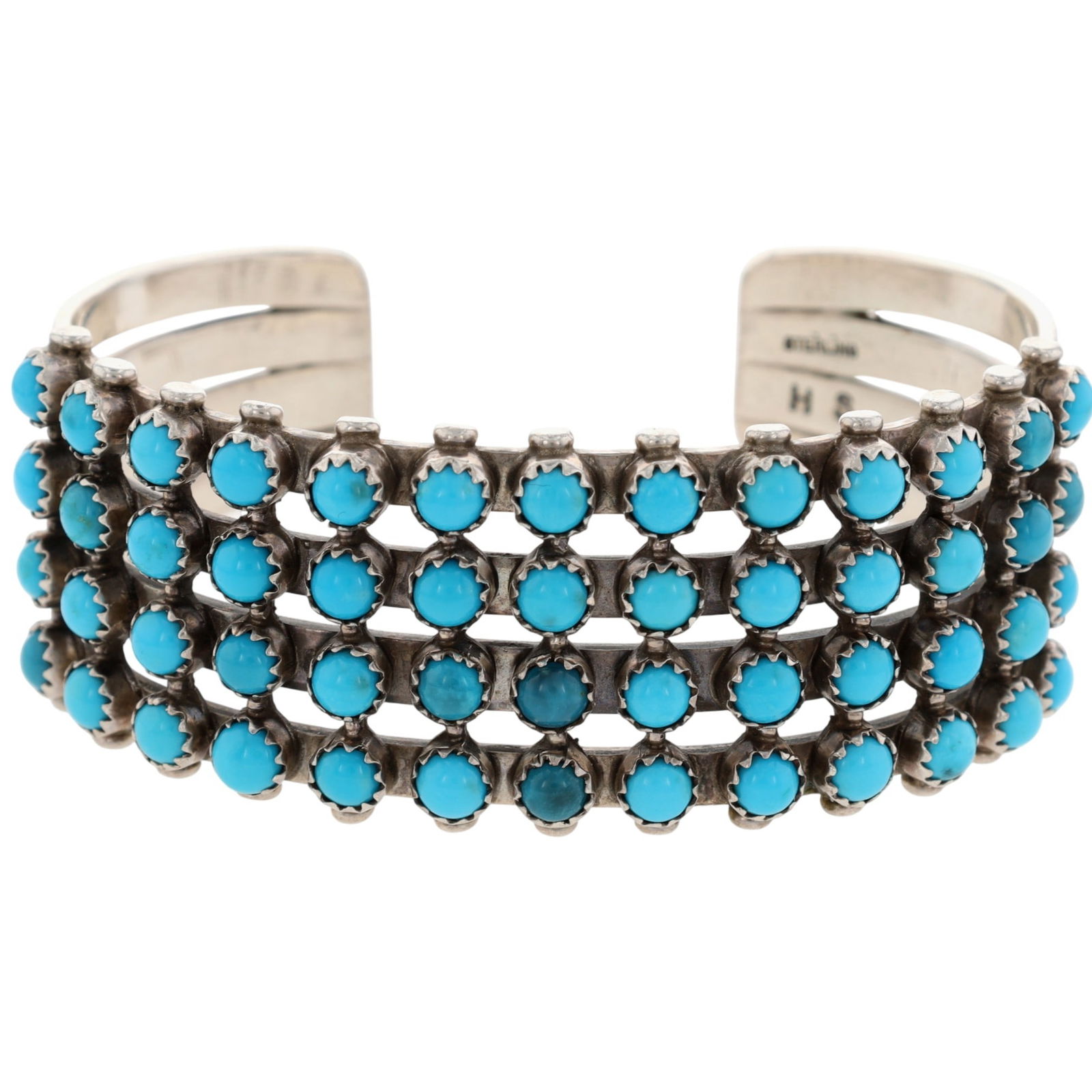 Richardson's Trading Post Herman Smith Navajo Sterling Turquoise Cuff Bracelet: Presented in partnership with the historic Richardson’s Trading Post, a cornerstone of Native American jewelry since 1913. Selected from their archives of rare vintage and contemporary pieces. Herma