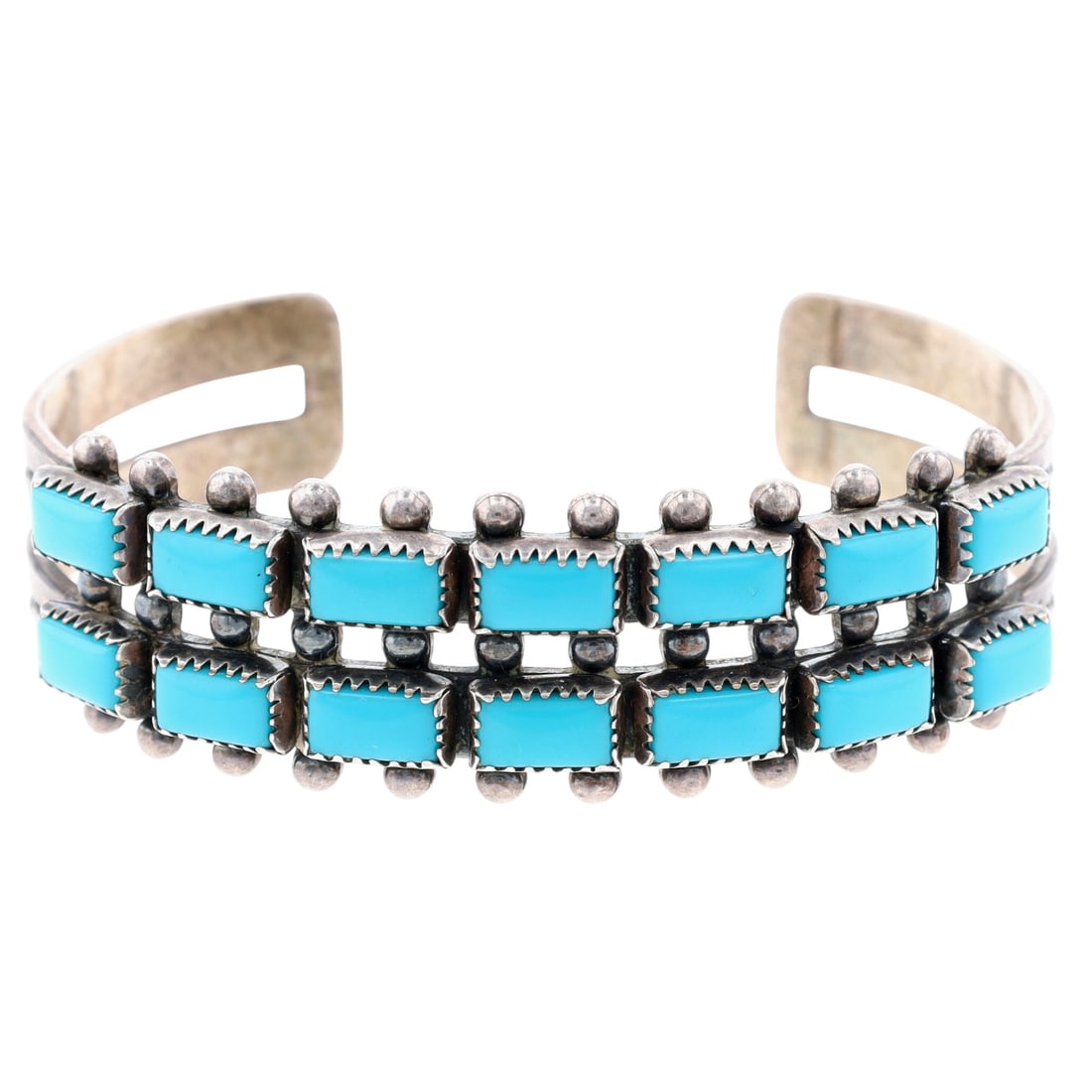 Vintage Navajo Sterling Turquoise Cuff Bracelet (1 of 8)