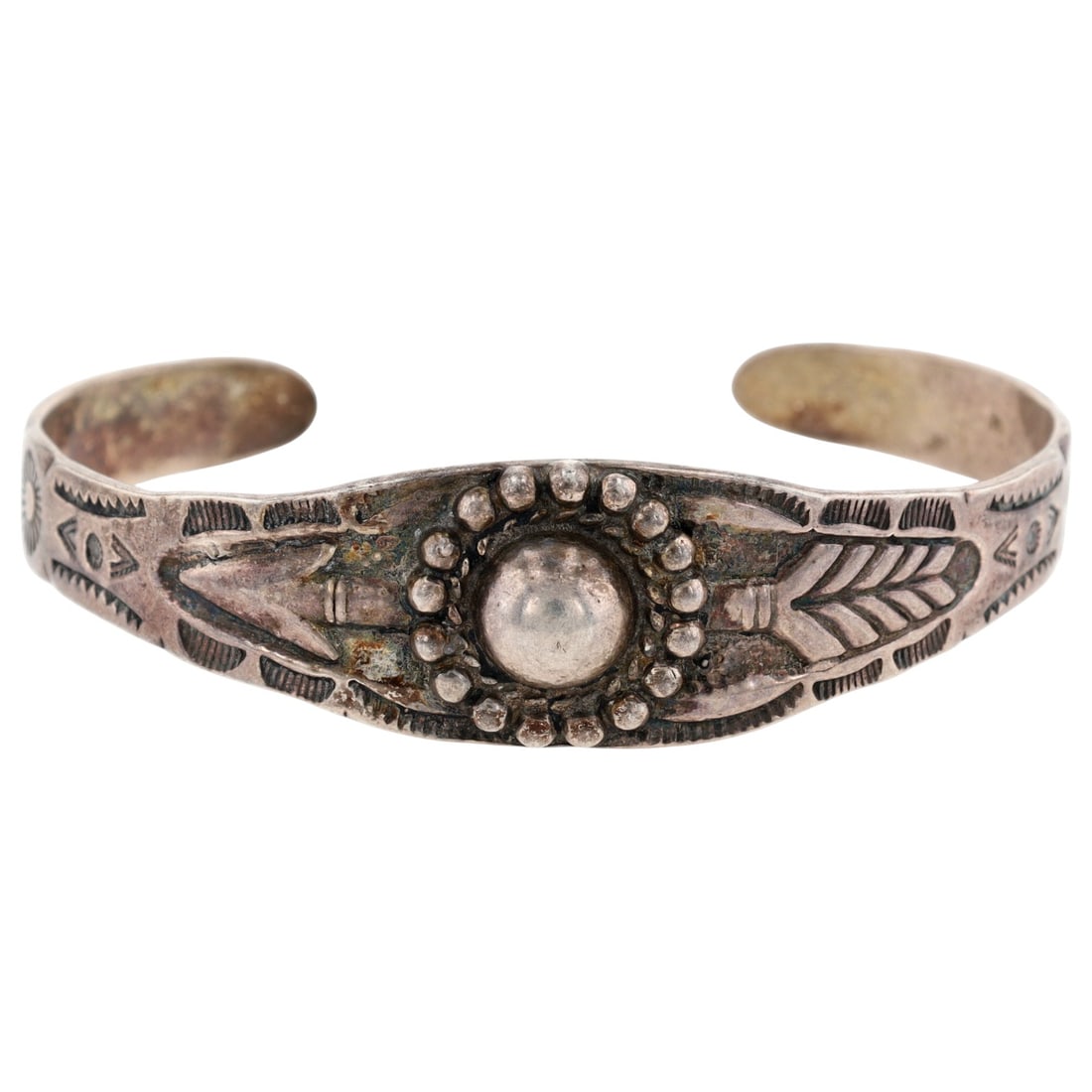 Fred Harvey Era Navajo Plain Silver Cuff Bracelet (1 of 8)