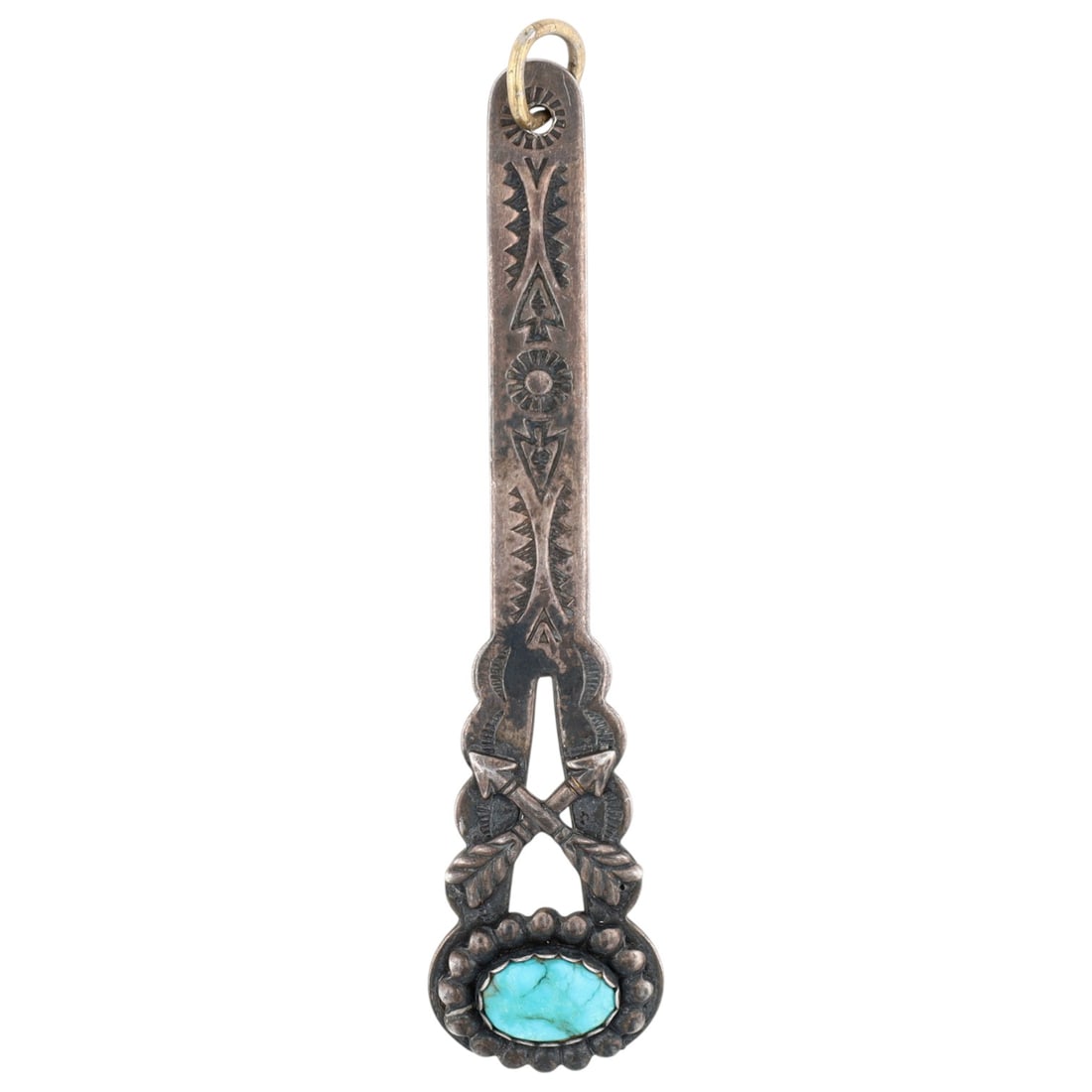 Fred Harvey Era Navajo Sterling Turquoise Pendant (1 of 4)