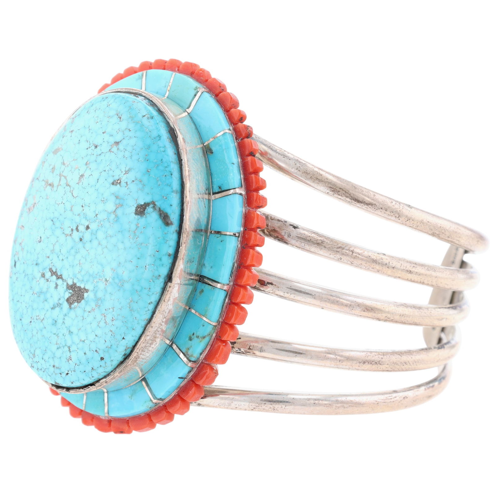 Merle House Navajo Sterling Multi-Stone Inlay Cuff Bracelet (1 of 9)