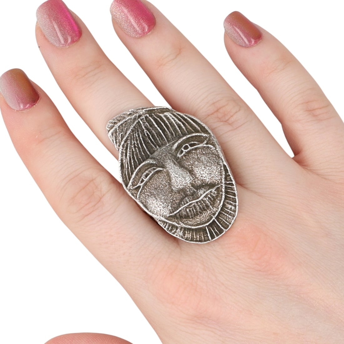 Ryan Chee Navajo Tufa Cast Sterling Figure Ring Sz. 11 (1 of 6)