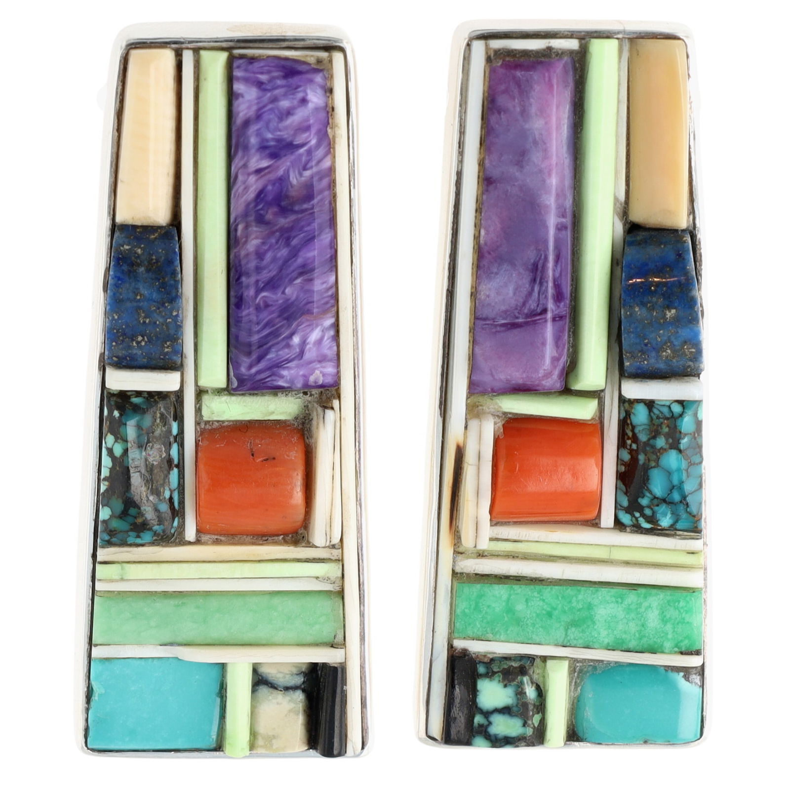 Don Staats Sterling Multi Cobblestone Inlay Stud Earrings (1 of 5)