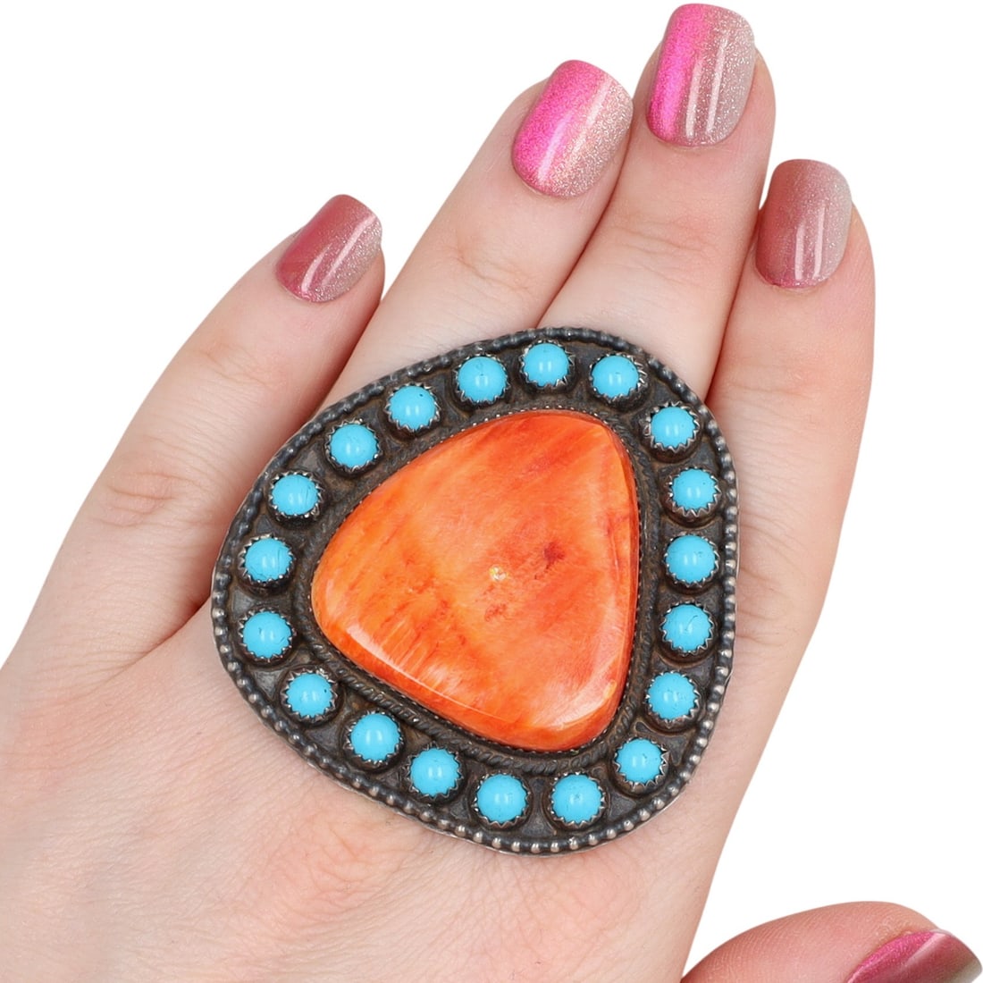 Delvin Brown Navajo Sterling Multi-Stone Ring Sz. 8.5 (1 of 8)