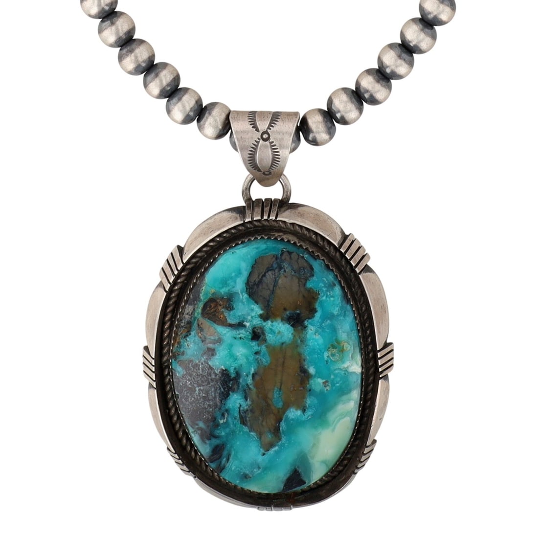 Victor Thompson Navajo Sterling Kingman Turquoise Necklace (1 of 8)