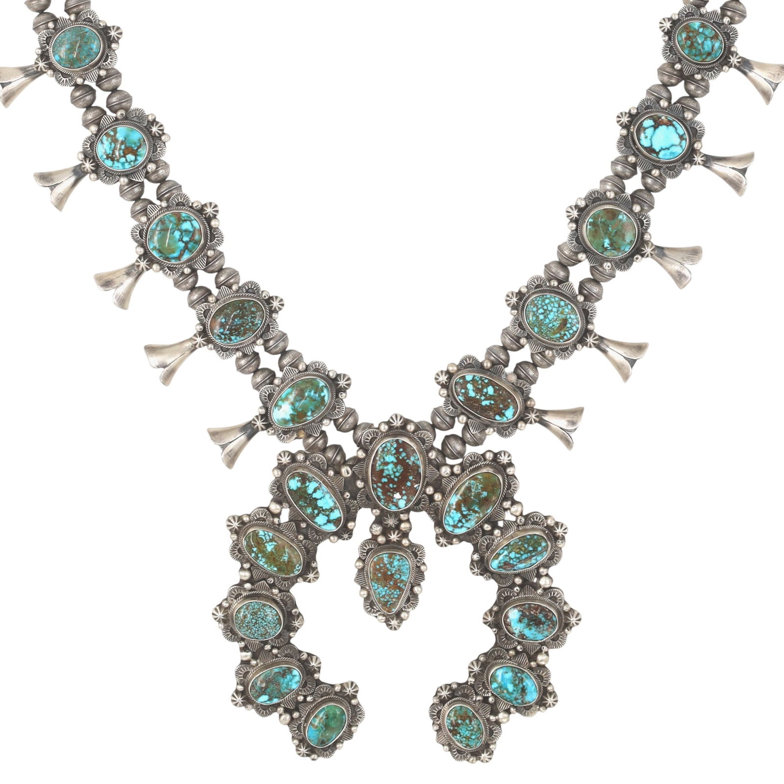 Large Betta Lee Navajo Sterling Sonoran Gold Squash Blossom Necklace (1 of 10)