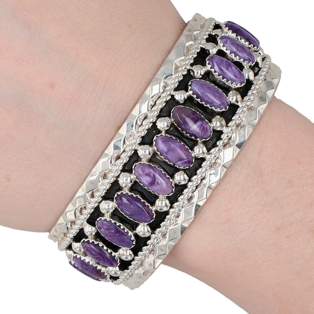 Brian Jones Navajo Sterling Charoite Cuff Bracelet (1 of 9)