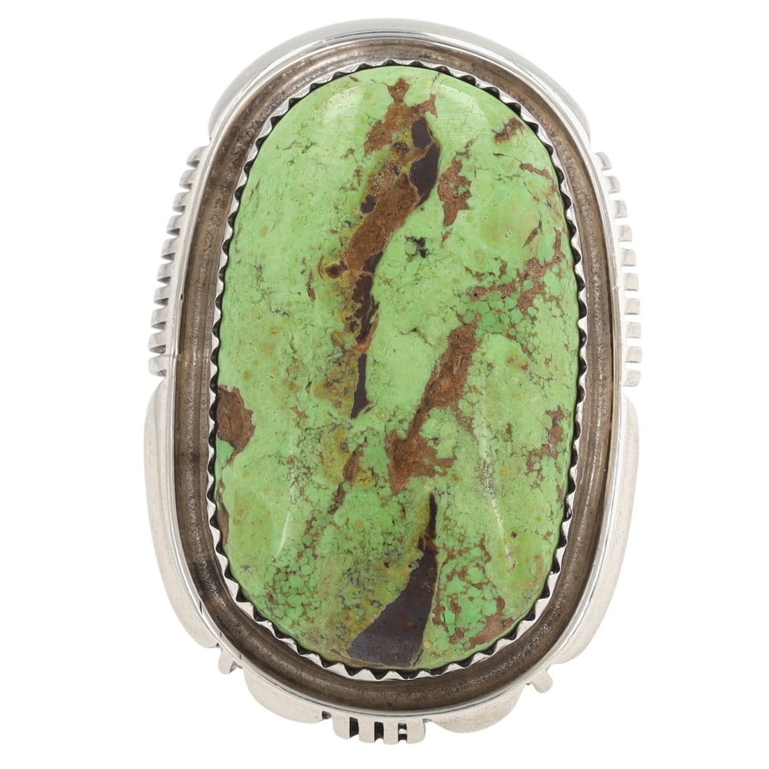 Joe Piaso Jr. Navajo Sterling Gaspeite Ring Sz. 9: Joe Piaso Jr. Navajo Sterling Gaspeite Ring Sz. 9, 14g