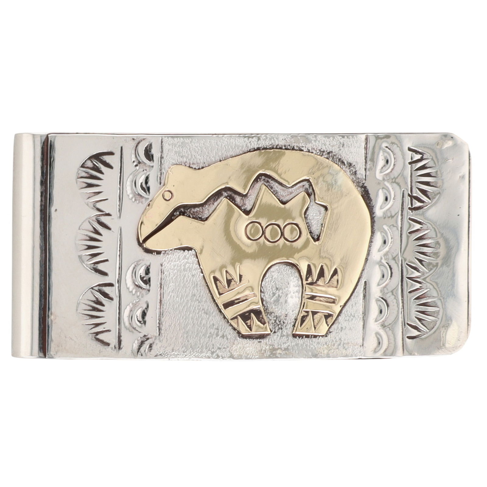 Genevieve Jones Navajo Sterling 12KG Filled Heartline Bear Money Clip: Genevieve Jones Navajo Sterling 12KG Filled Heartline Bear Money Clip 22g