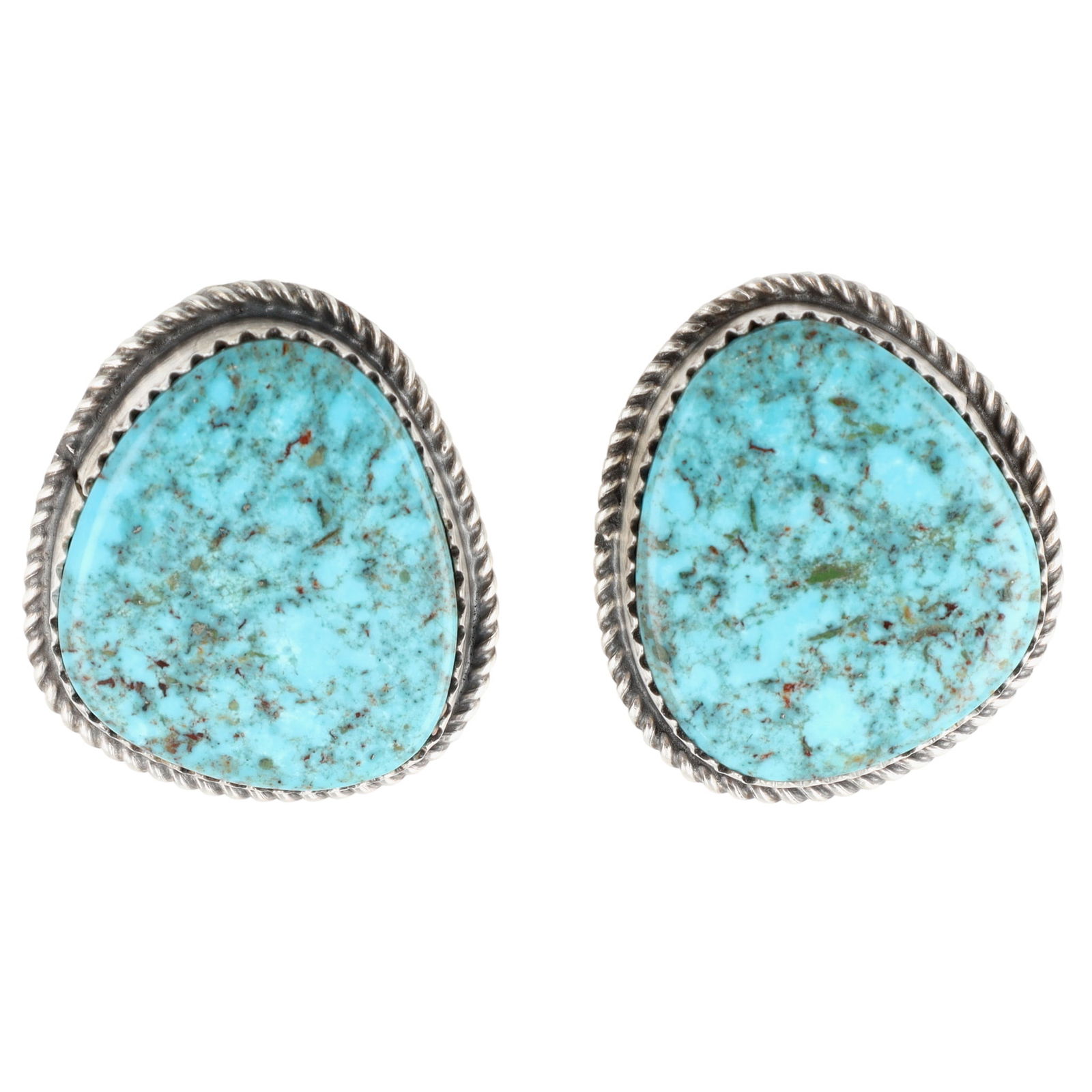 Donovan Nez Navajo Sterling Kingman Turquoise Stud Earrings (1 of 5)