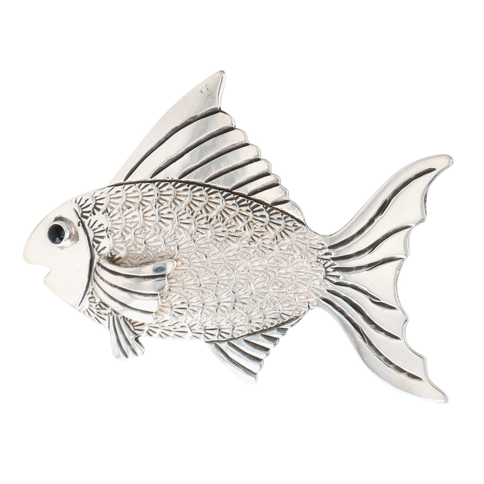 Lee Charlie Navajo Sterling Onyx Fish Brooch Pendant (1 of 4)