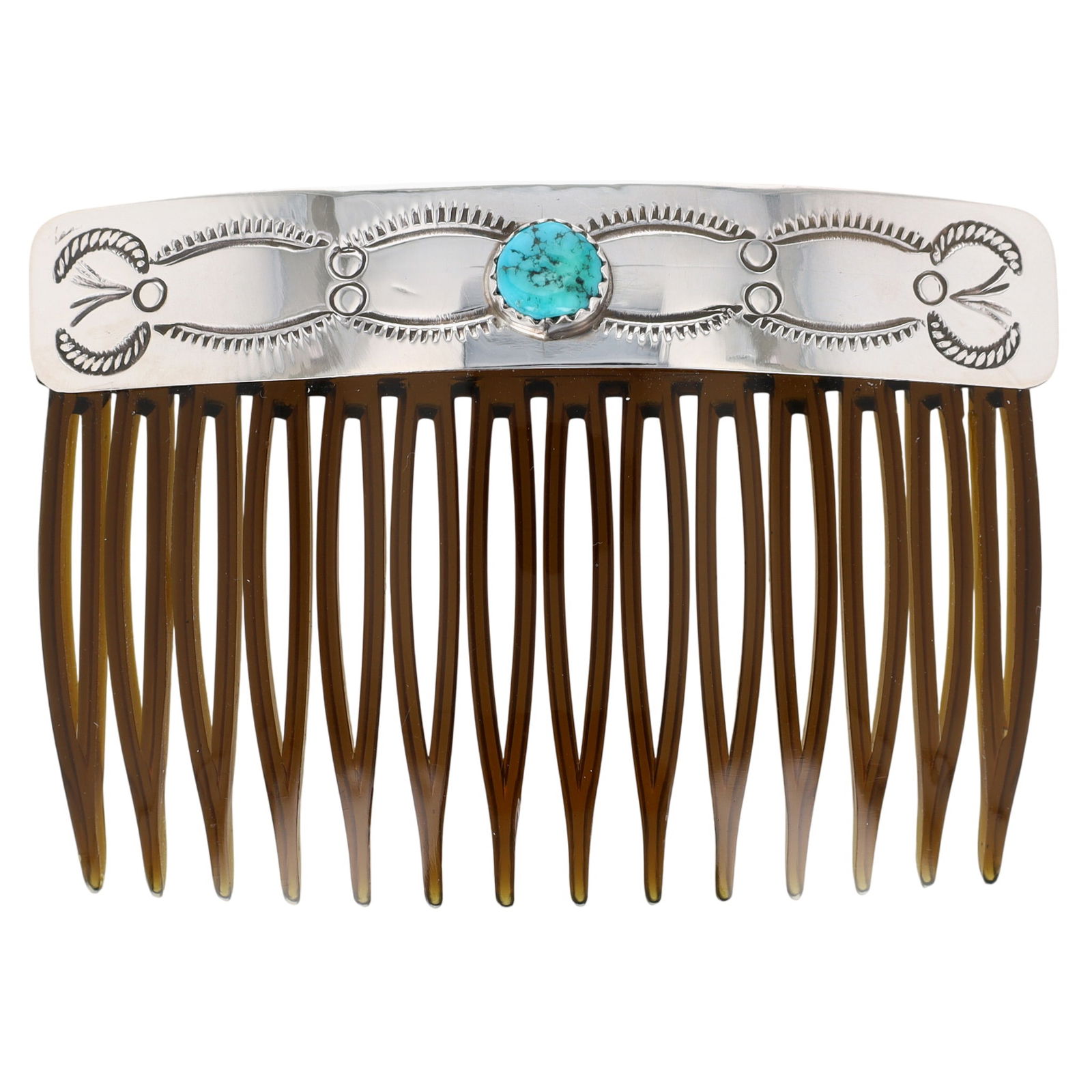 Joan Begay Navajo Sterling Kingman Turquoise Hair Clip: Joan Begay Navajo Sterling Kingman Turquoise Hair Clip 8.5g