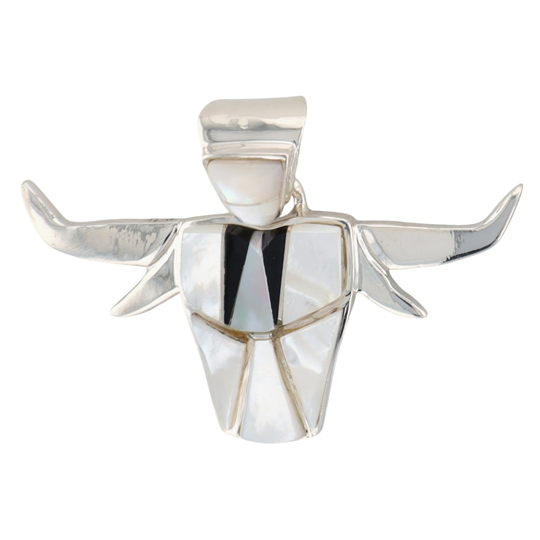 Calvin Begay Navajo Sterling Multi-Stone Inlay Bull Pendant (1 of 6)