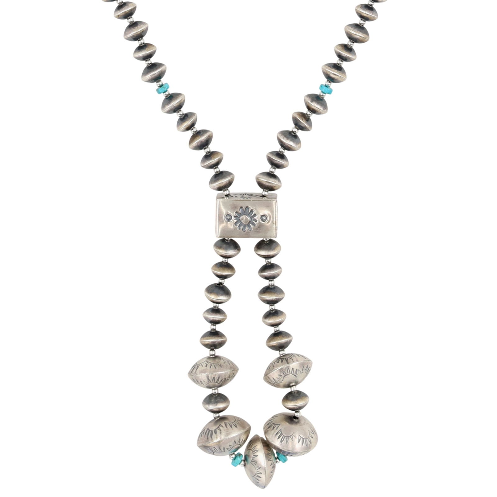 Ashanti Nez Navajo Sterling Kingman Turquoise Beaded Necklace (1 of 8)