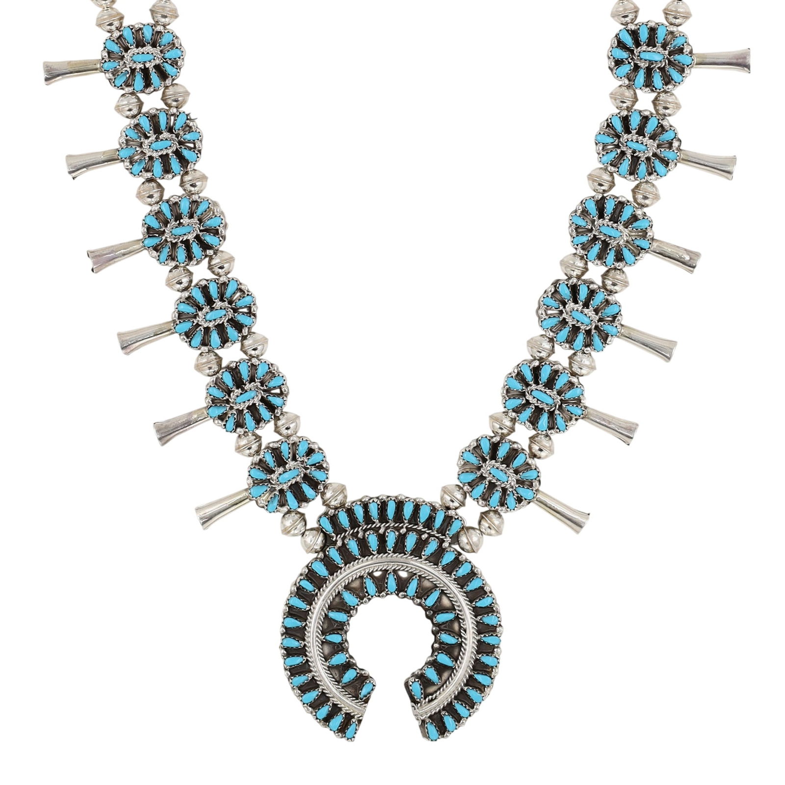 Milton James Navajo Sterling Multi-Stone Reversible Squash Blossom (1 of 10)