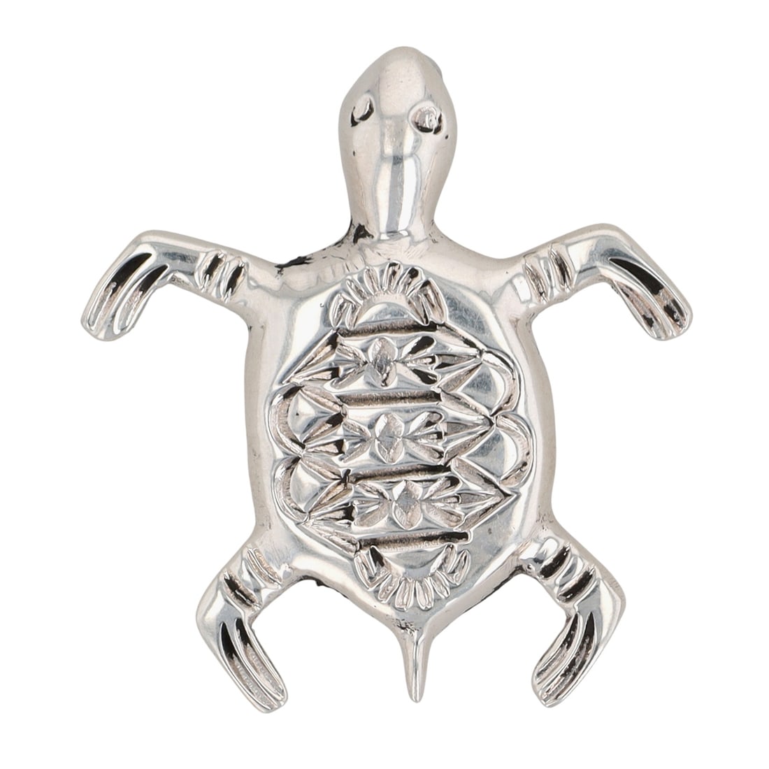 Allison Manuelito Navajo Plain Silver Turtle Brooch Pendant (1 of 4)
