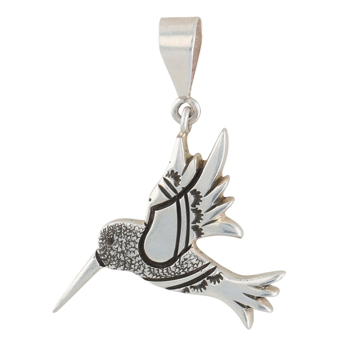 Norman Woody Navajo Plain Silver Hummingbird Pendant: Norman Woody Navajo Plain Sterling Silver Hummingbird Pendant 12g