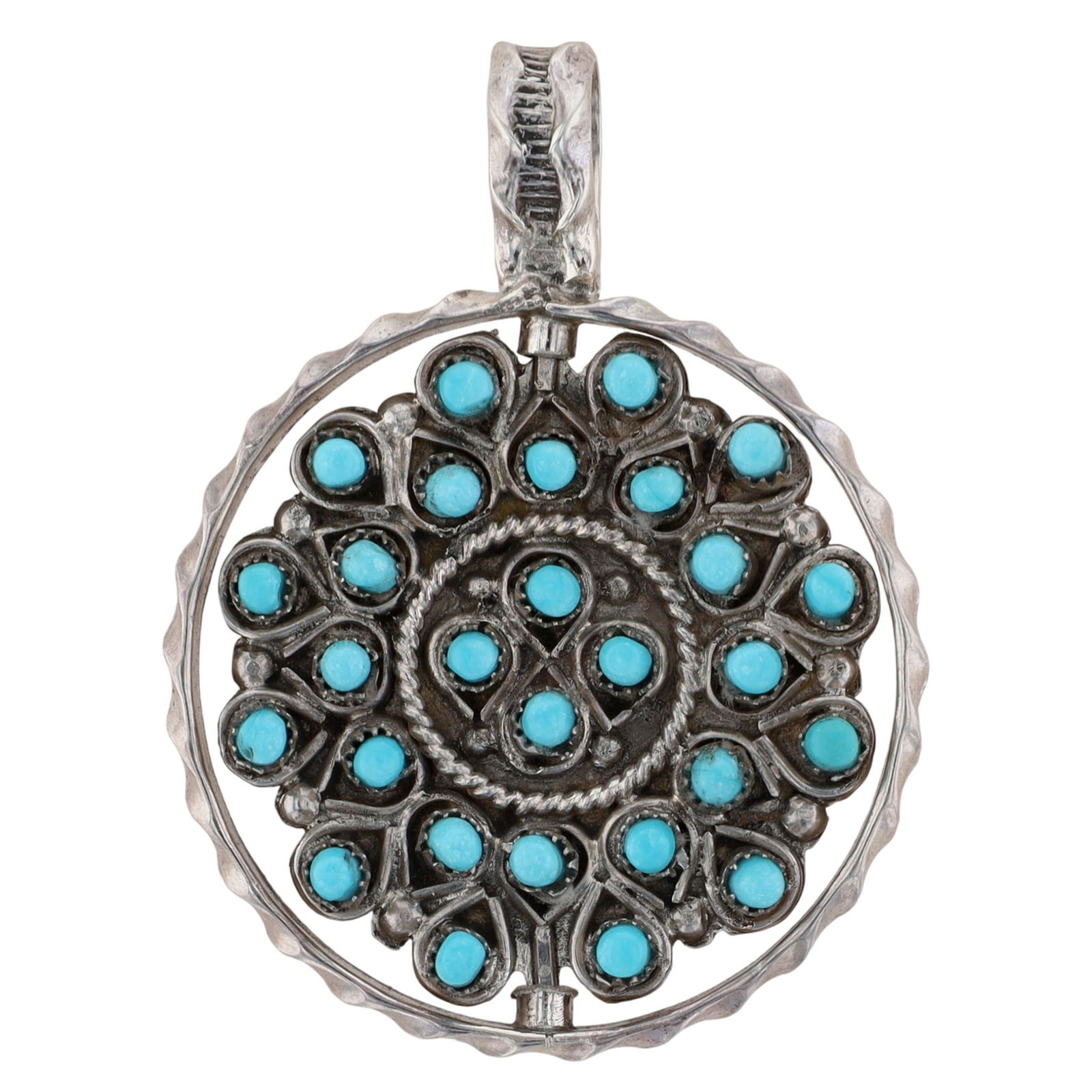 Wayne Johnson Navajo Sterling Multi-Stone Snake Eye Spinning Pendant (1 of 4)