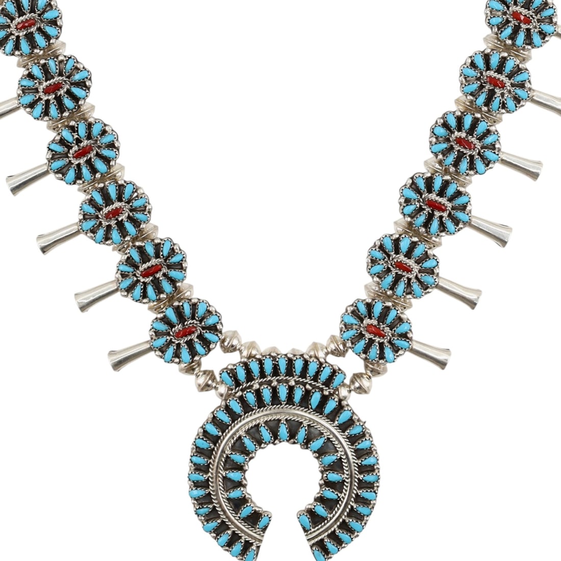Milton James Navajo Sterling Multi-Stone Squash Blossom Necklace (1 of 8)