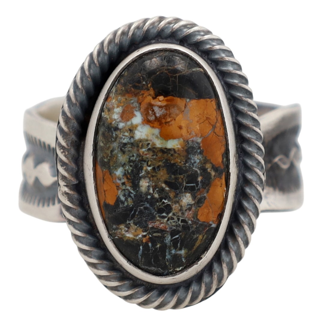 Bennie Ramone Navajo Sterling Bumblebee Jasper Adjustable Ring (1 of 7)