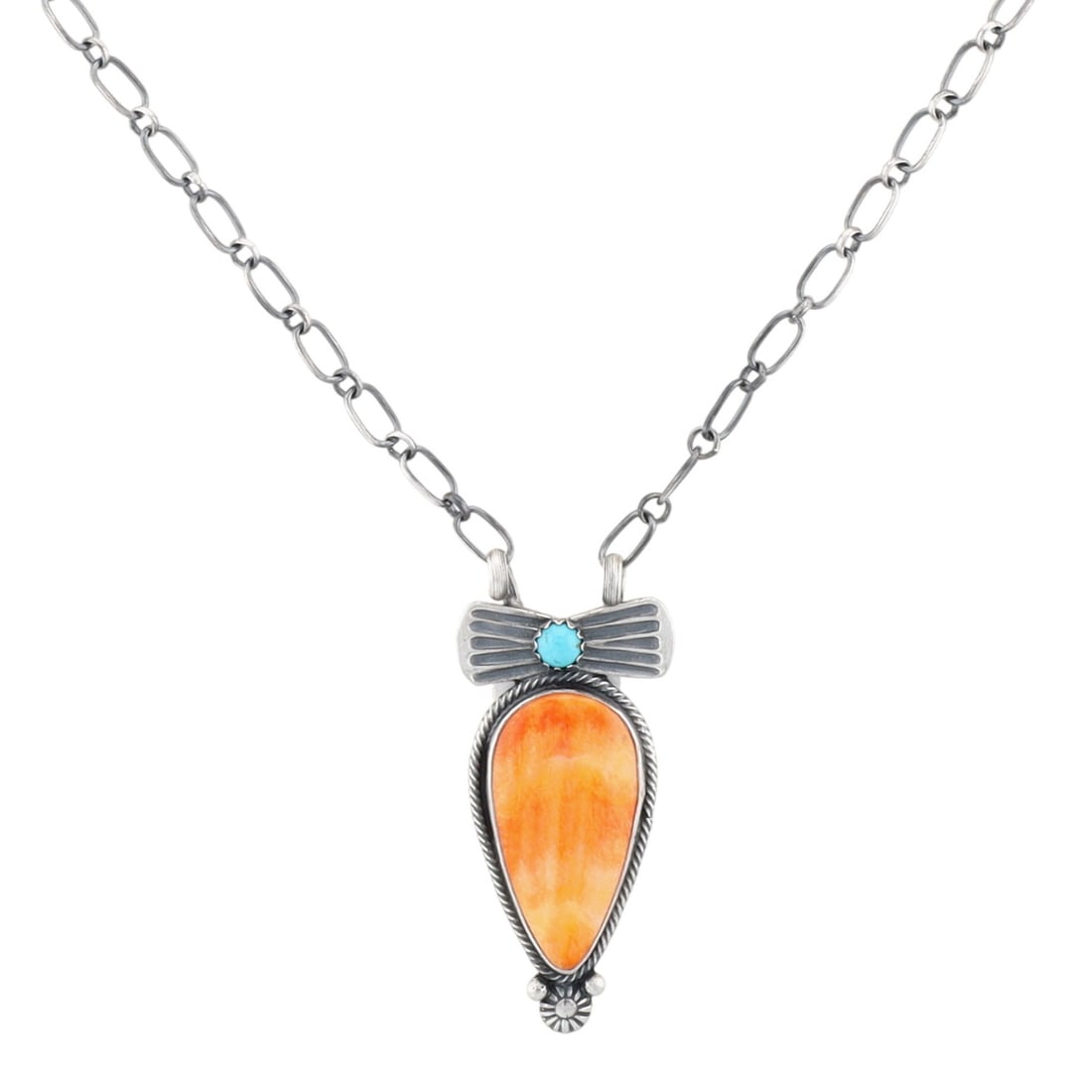 Verley Betone Navajo Sterling Multi-Stone Bow Necklace: Verley Betone Navajo Sterling Multi-Stone Bow Necklace 11g-Spiny Oyster, Turquoise