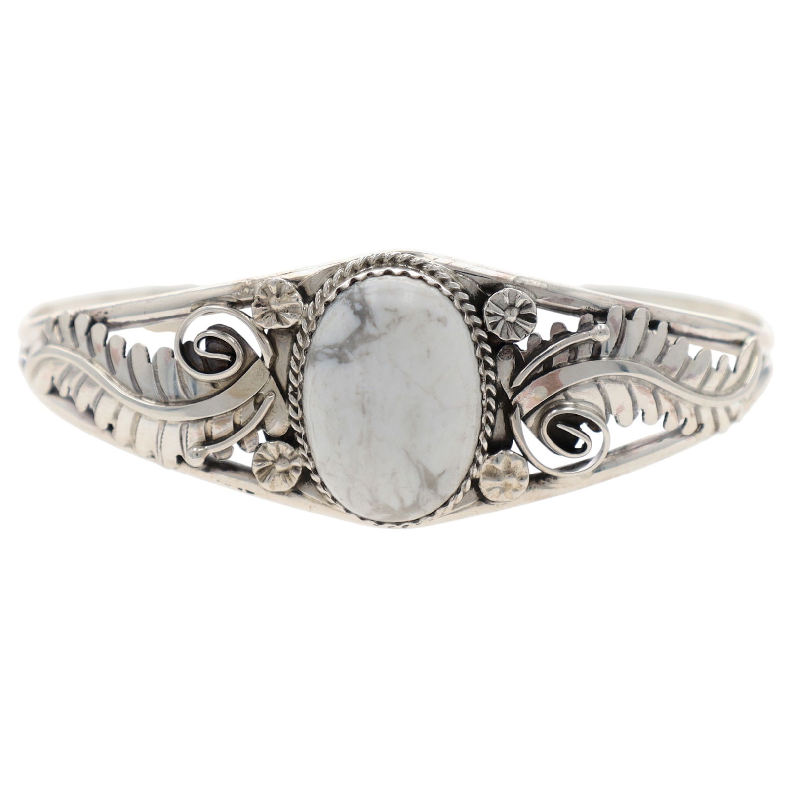 Phillip Yazzie Navajo Sterling Howlite Cuff Bracelet (1 of 8)
