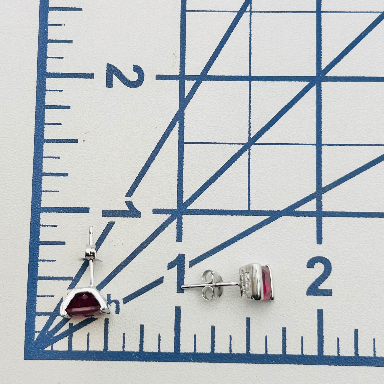 OTC Sterling Ruby Stud Earrings - 2