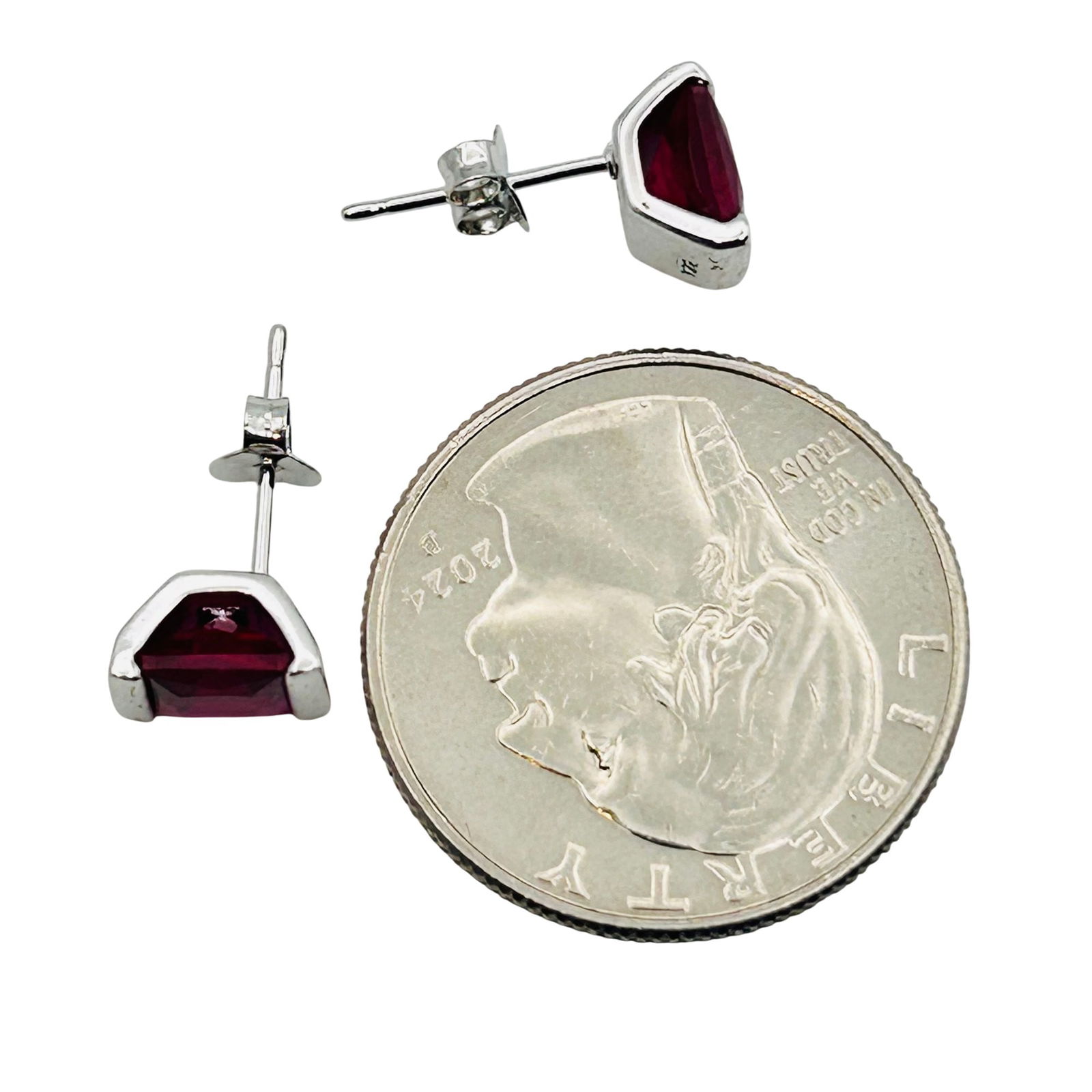 OTC Sterling Ruby Stud Earrings - 3
