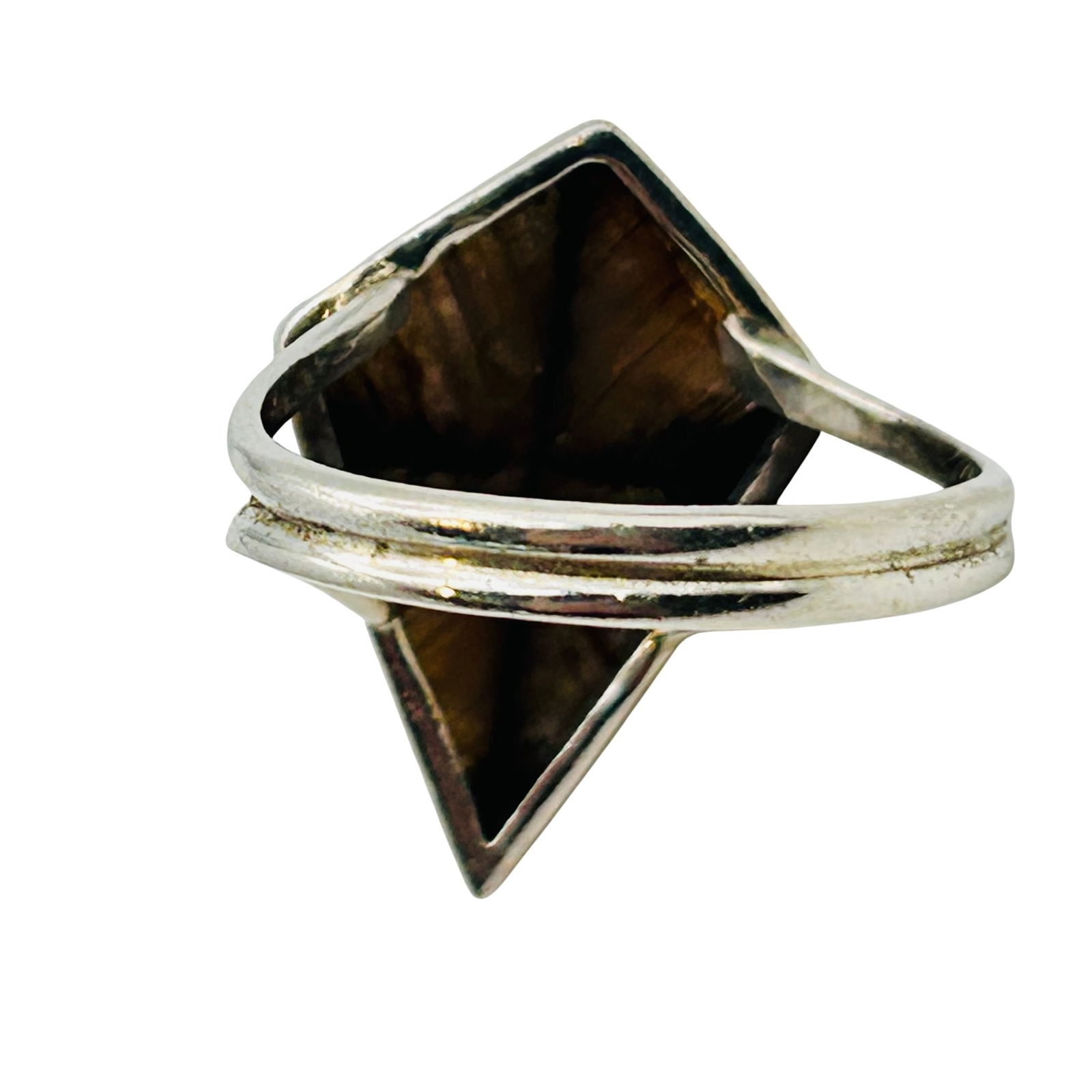 Sterling Chiastolite Statement Ring. Size 9 - 4