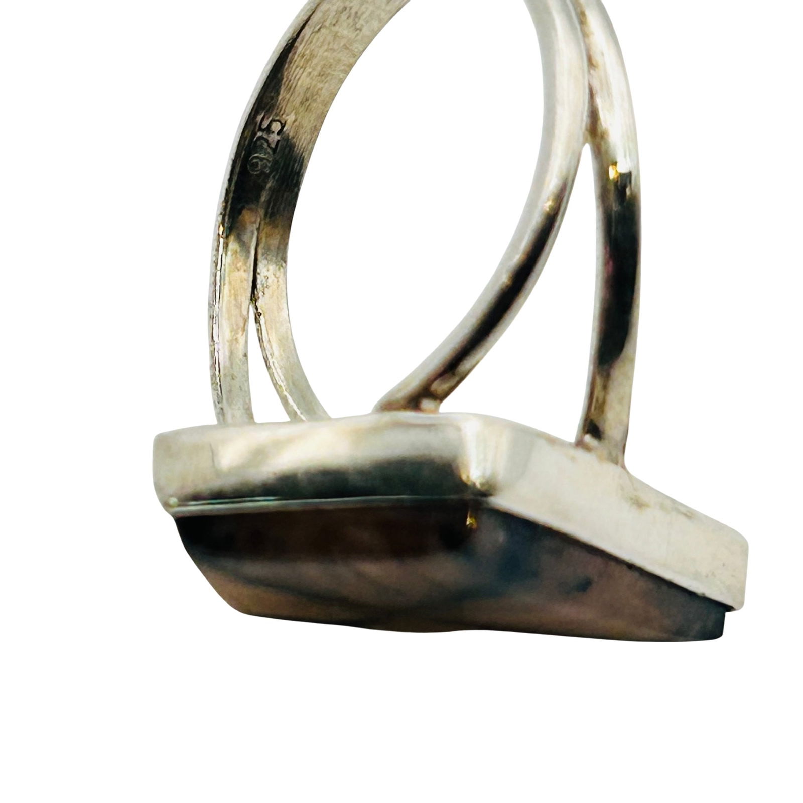 Sterling Chiastolite Statement Ring. Size 9 - 5