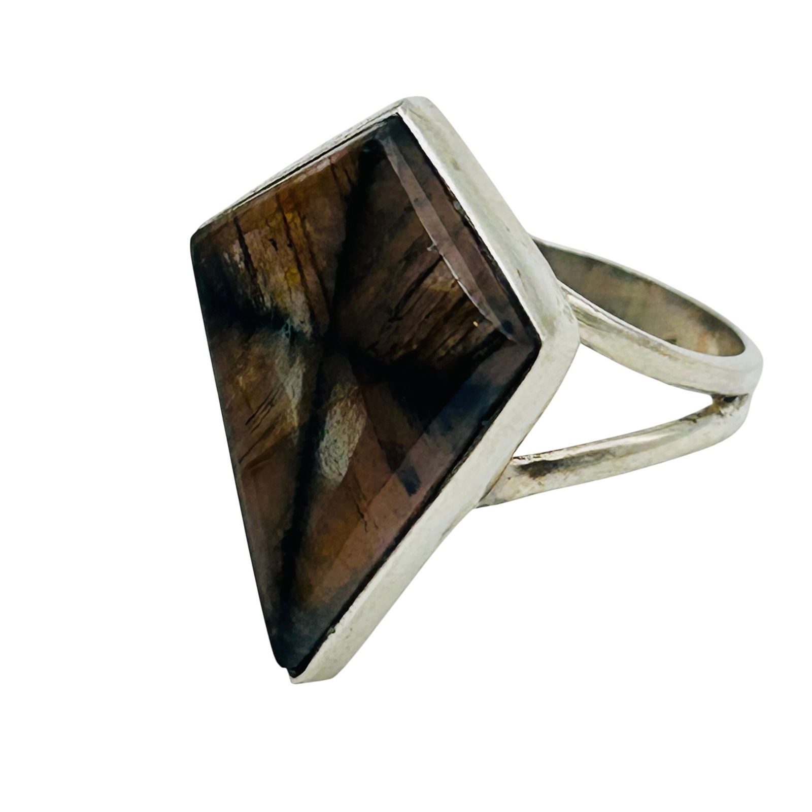 Sterling Chiastolite Statement Ring. Size 9 - 7