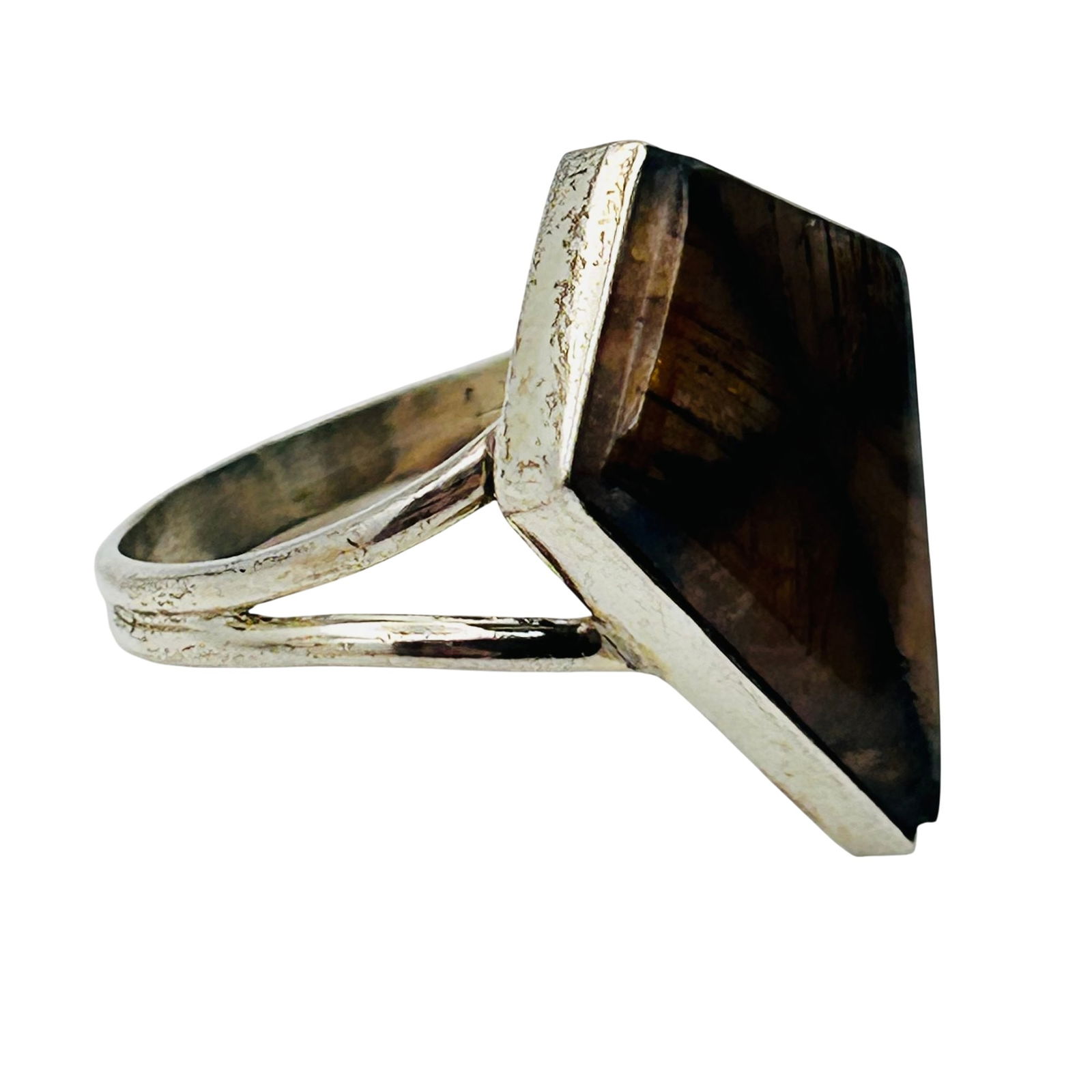Sterling Chiastolite Statement Ring. Size 9 - 8