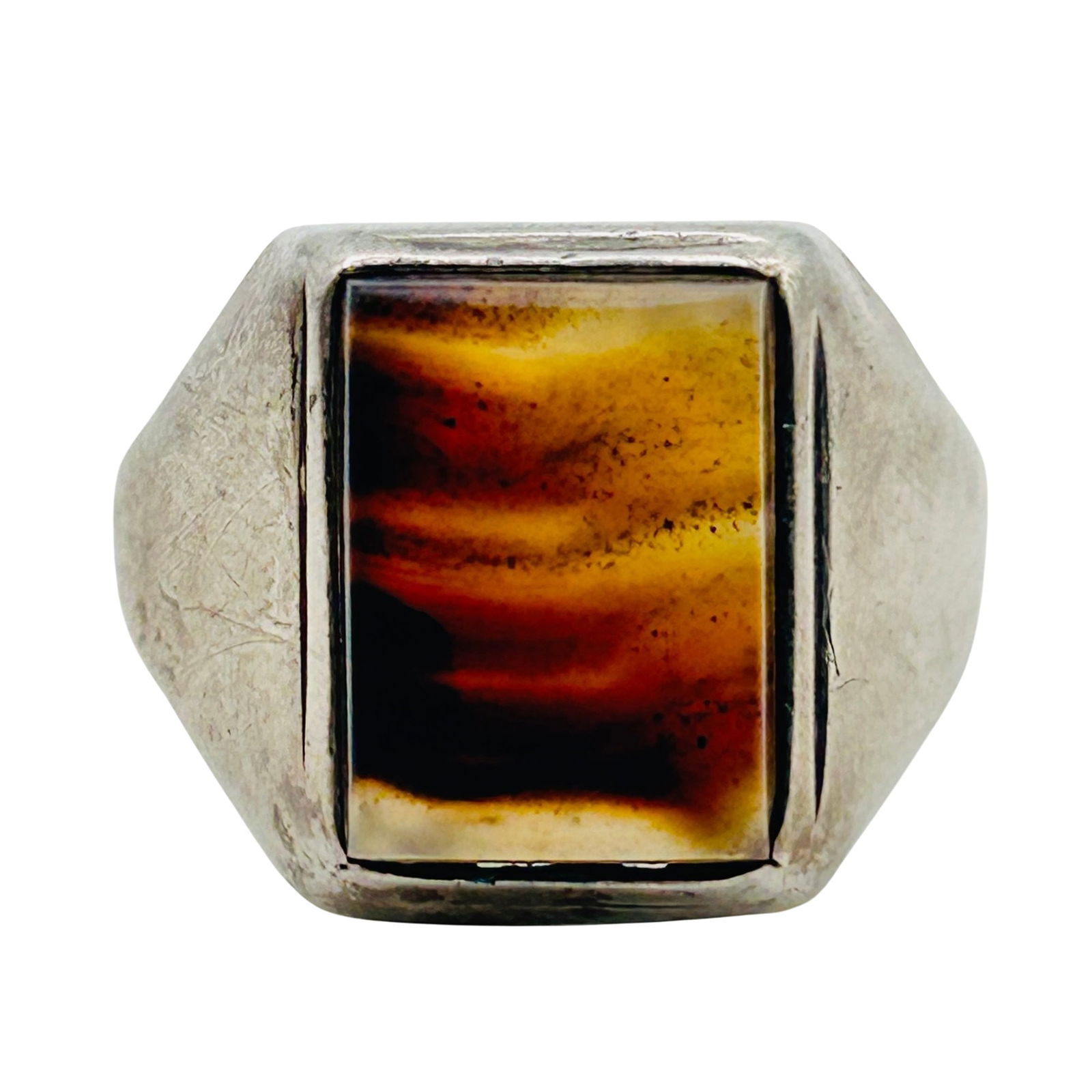 Sterling Tigers Eye Square Ring. Size 10 (1 of 9)