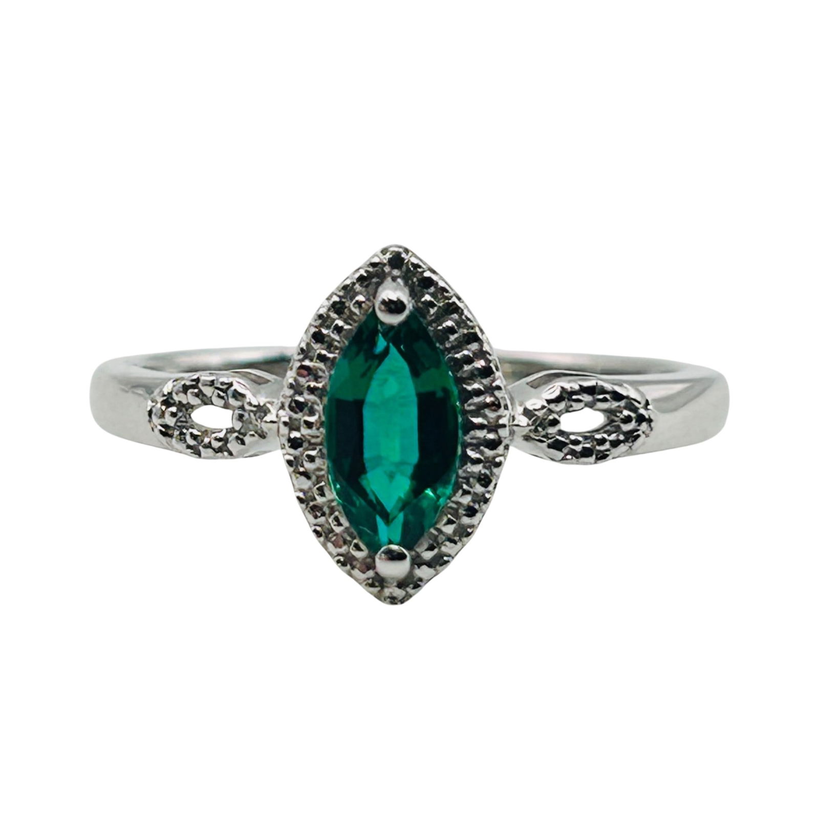 Sterling Emerald Marquise Ring. Size 7 (1 of 8)