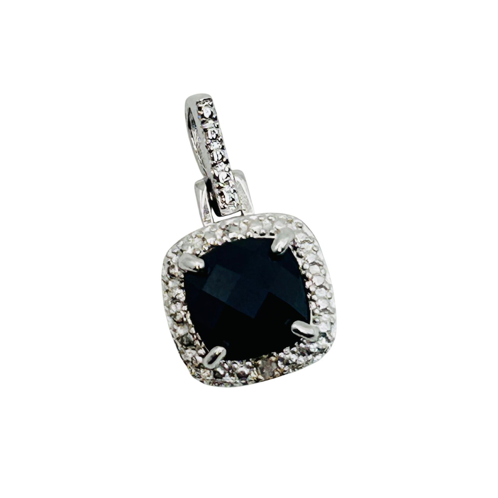 DBJ Sterling Sapphire And Diamond Accent Pendant.: DBJ Sterling sapphire and diamond accent pendant. 1.70g