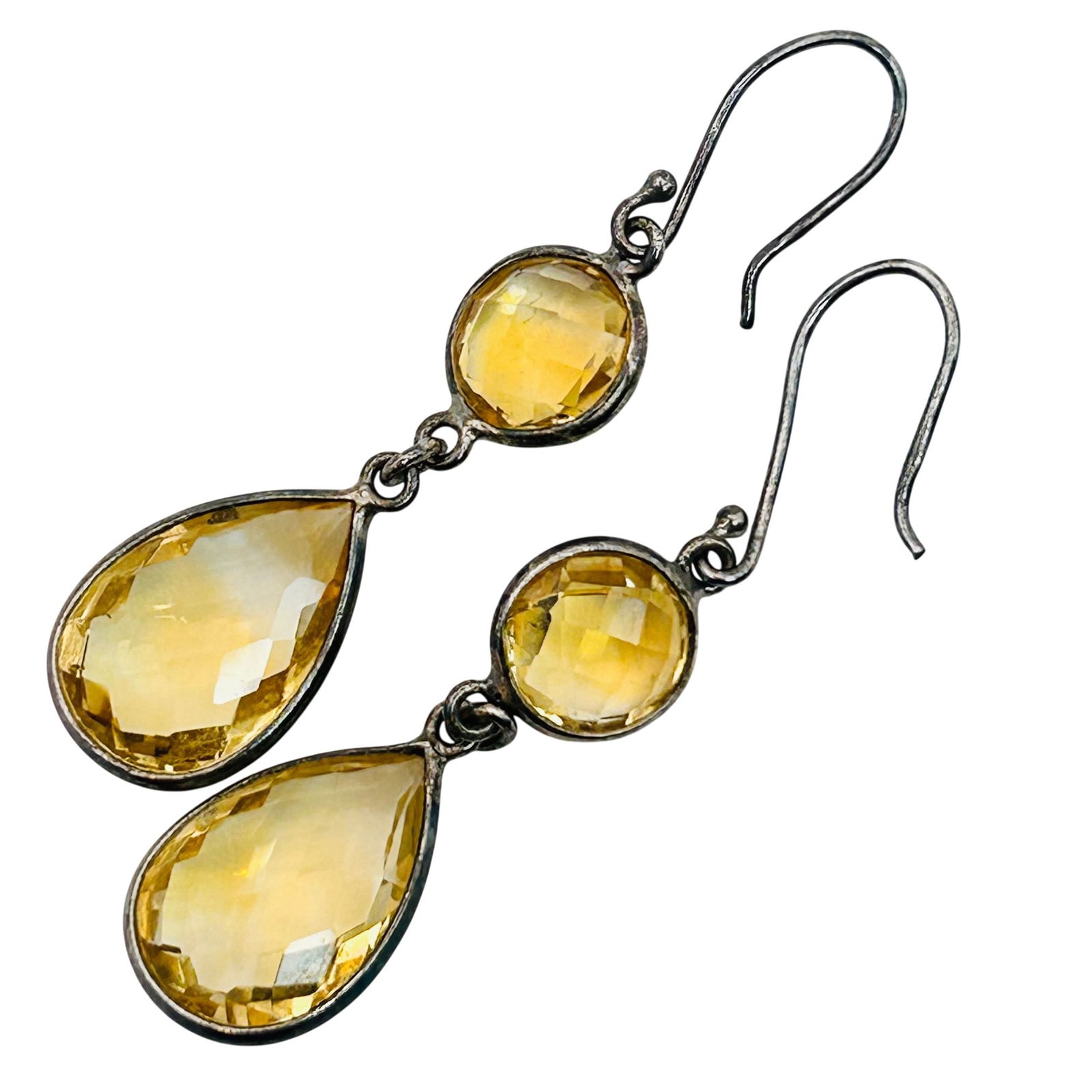 AIN Sterling Citrine Teardrop Dangle Earrings (1 of 6)