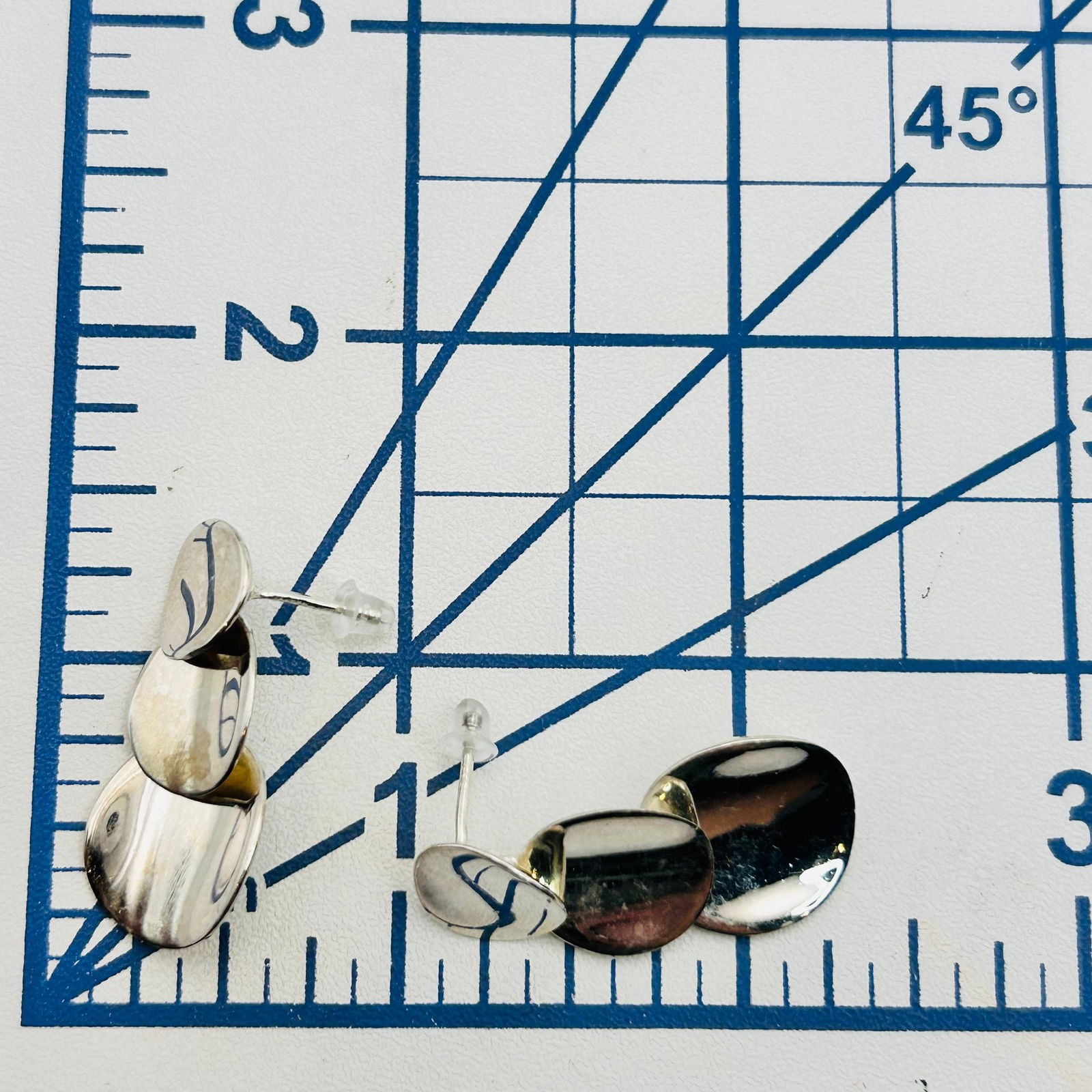 Sterling Three Circle Stud Earrings - 2