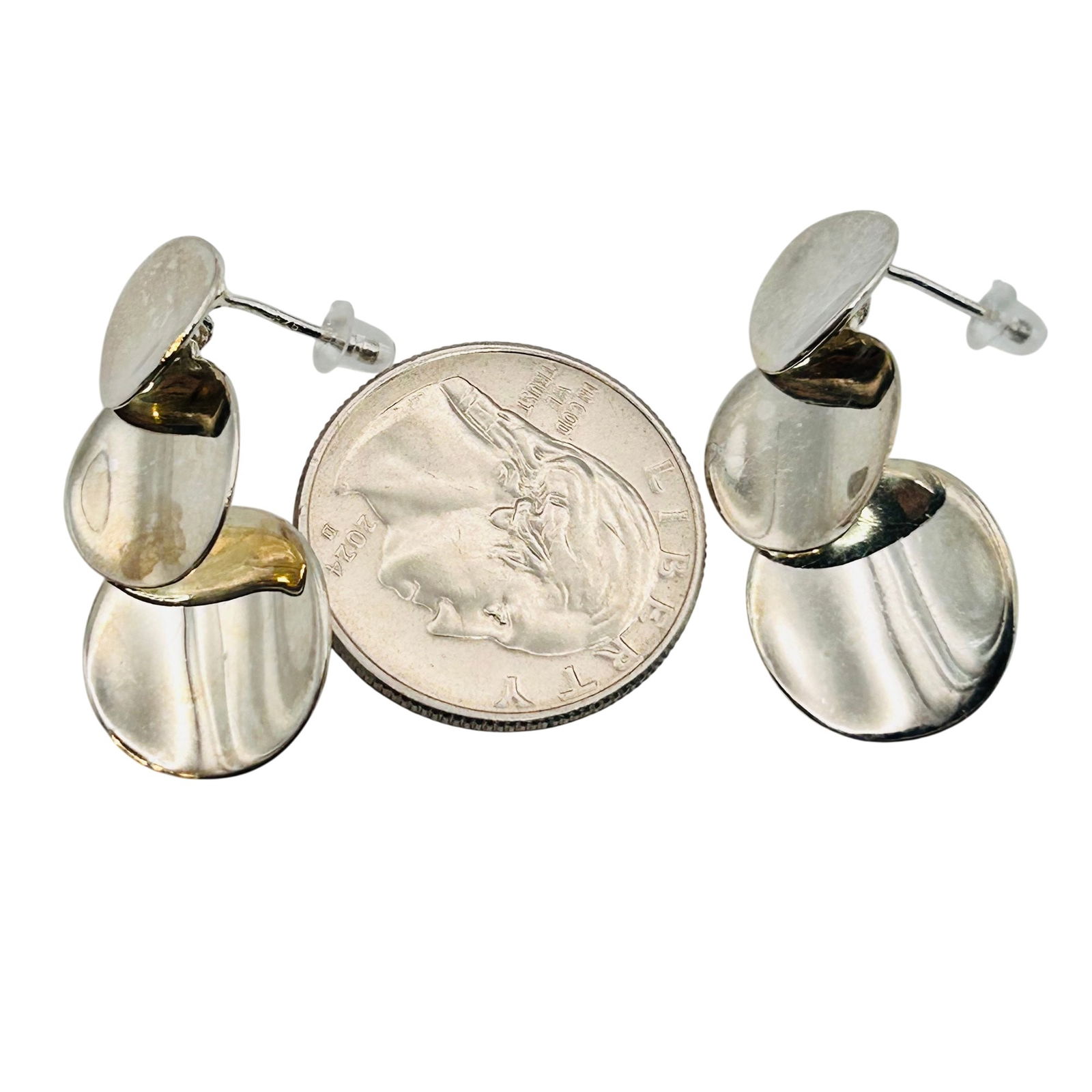 Sterling Three Circle Stud Earrings - 3