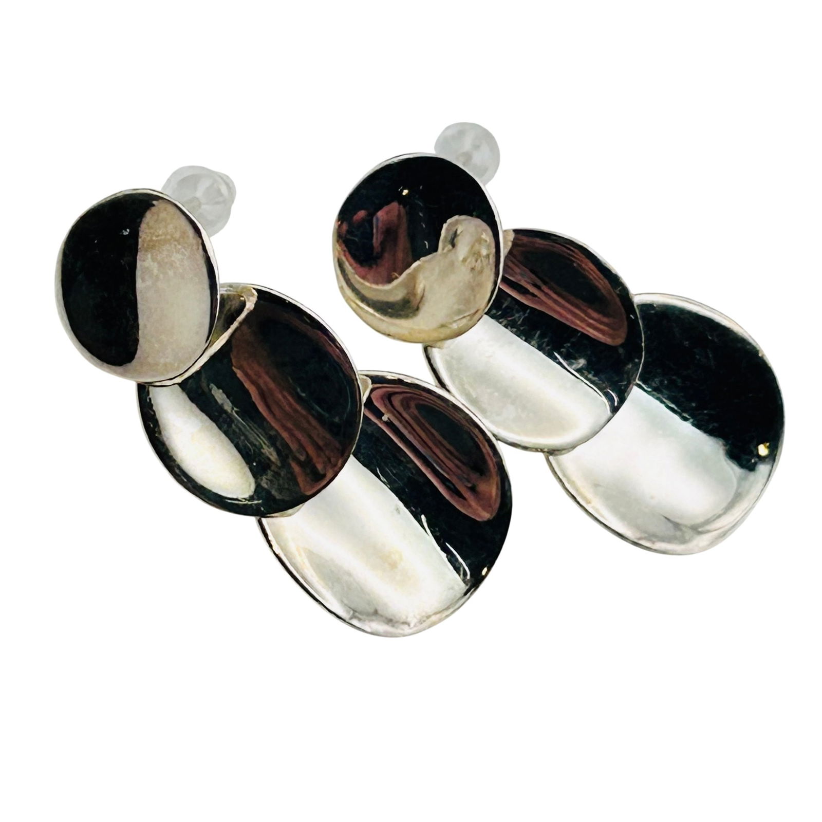 Sterling Three Circle Stud Earrings - 4