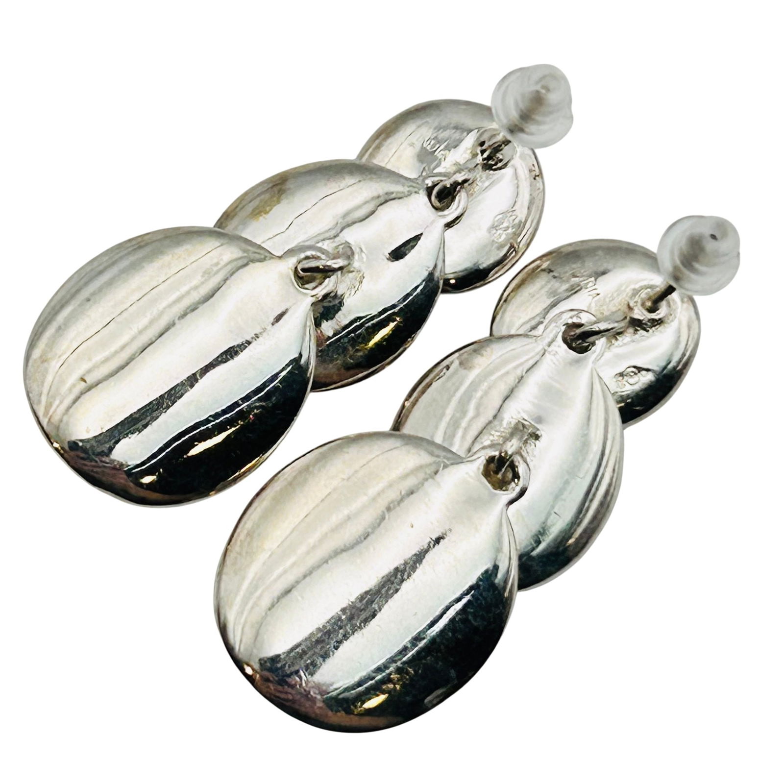 Sterling Three Circle Stud Earrings - 5