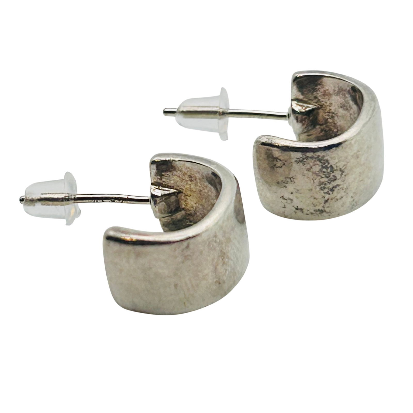 Ralph Lauren Sterling 14k Posts Half Hoop Stud Earrings: Ralph Lauren Sterling 14k posts half hoop stud earrings. 5.20g