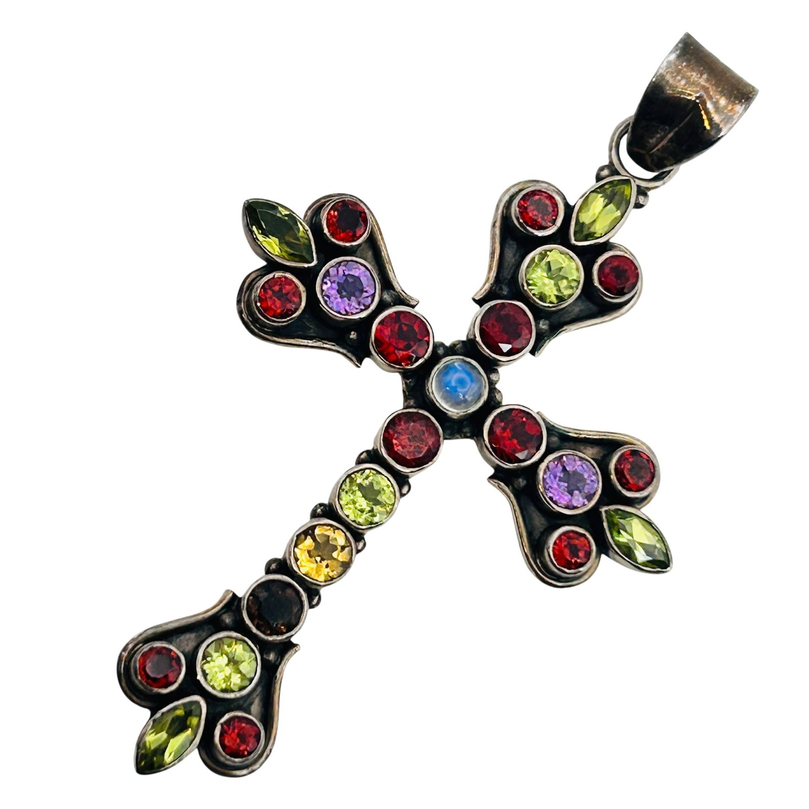 Nicky Butler Sterling Multi Gem Cross Pendant (1 of 5)