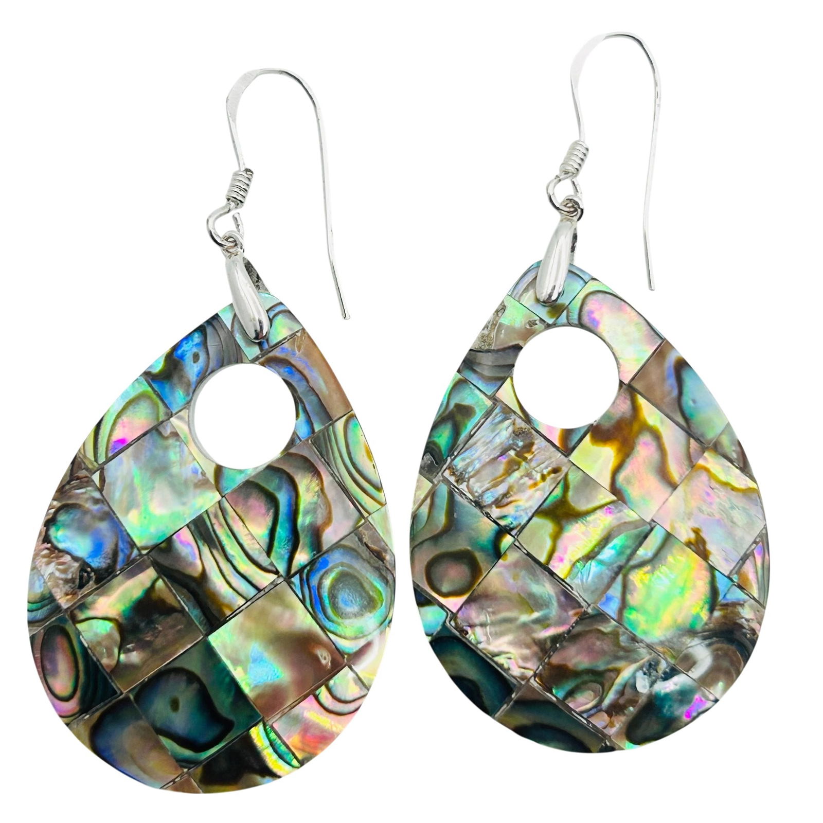Sterling Abalone Quilted Hook Back Earrings (1 of 6)