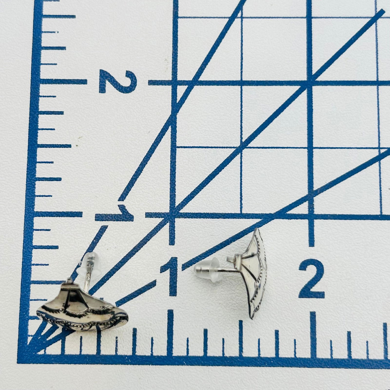 Native Sterling Leaf Stud Earrings - 2