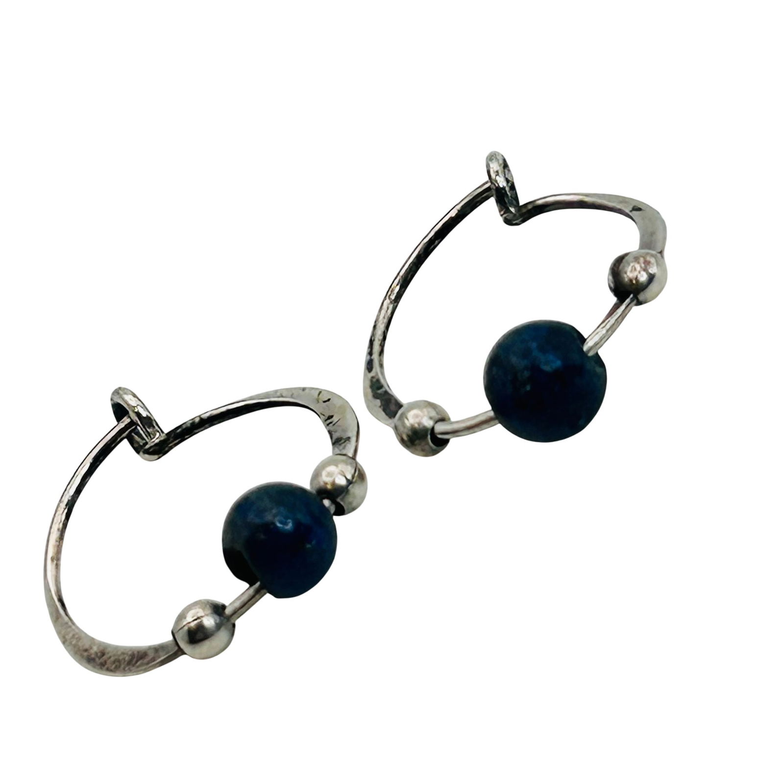 Sterling Lapis Lazuli Hoop Earrings (1 of 5)