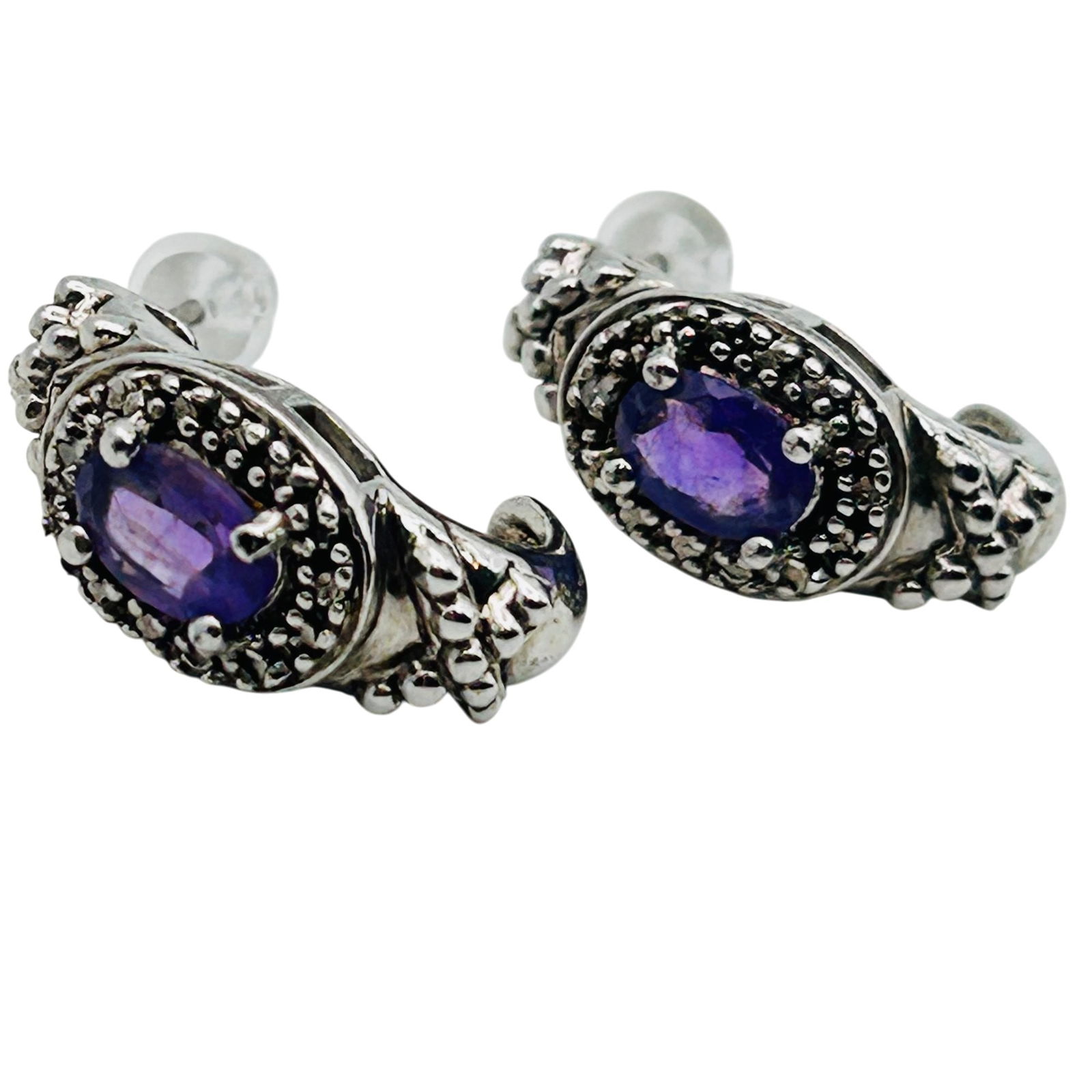 Sterling Amethyst Diamond Accent Earrings (1 of 7)